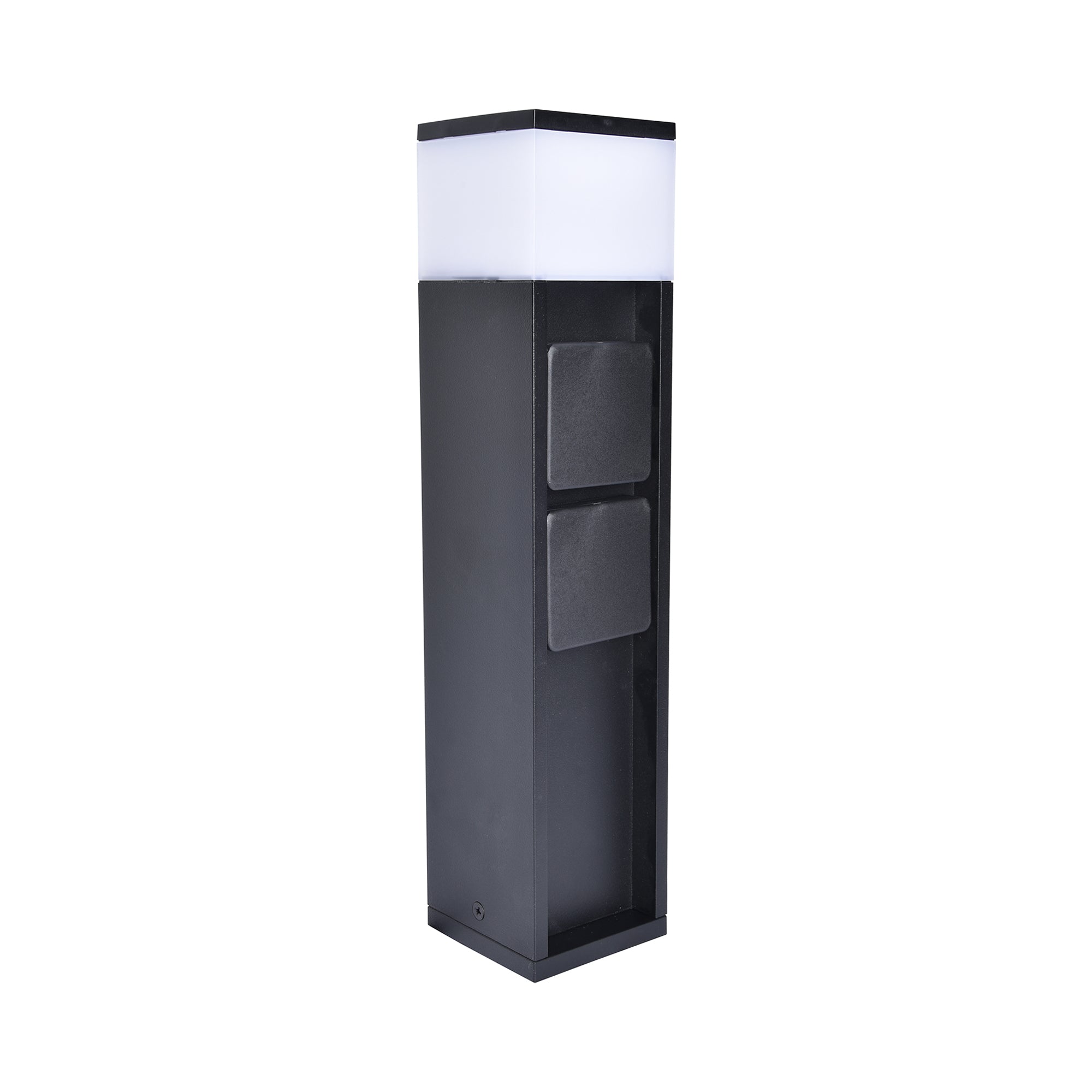 MAINS LED vrtni stup s utičnicama, 2 utičnice, pametni, mat crni, 16A, 3500W, IP44, 367mm