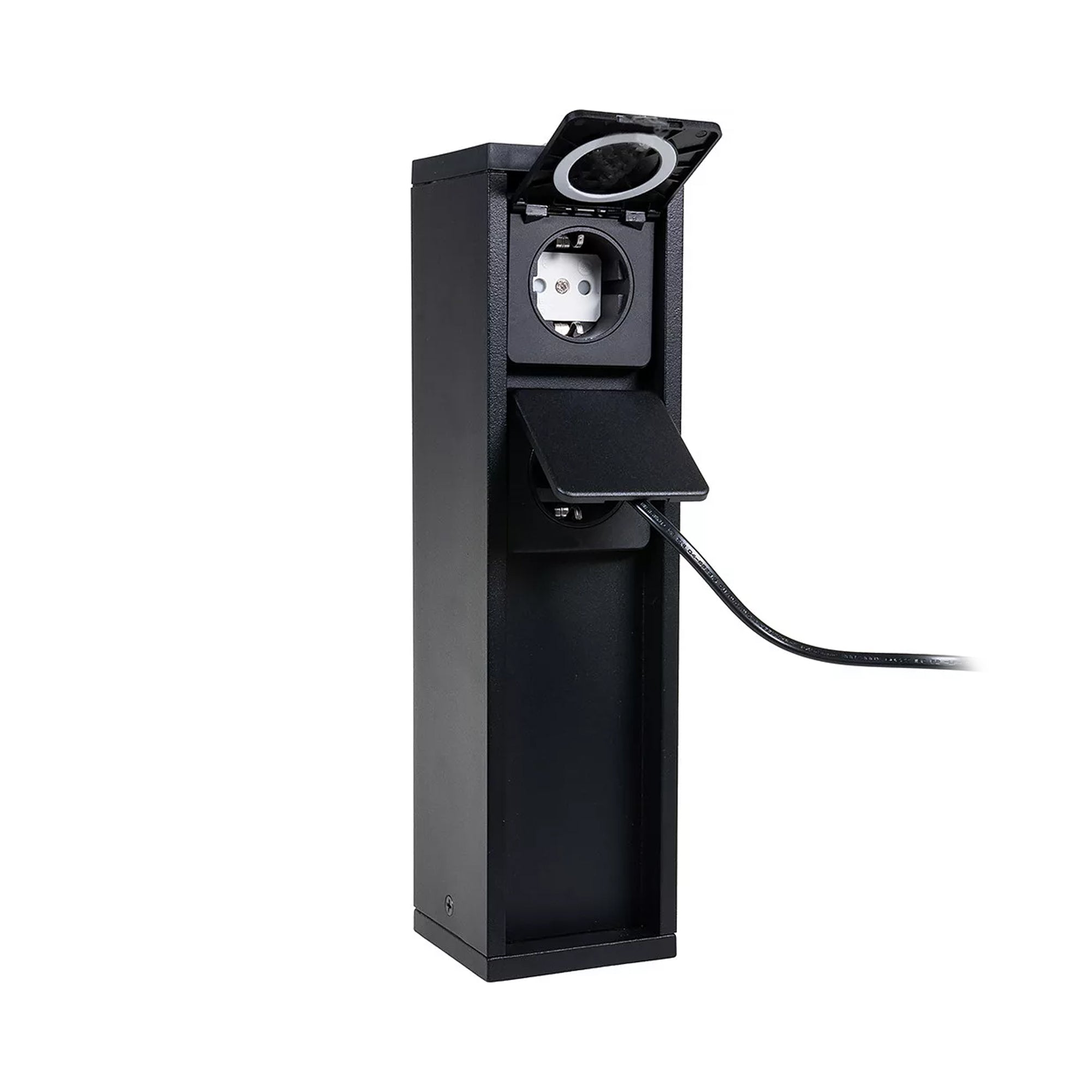 MAINS vrtni stup s utičnicama, 2 utičnice, mat crni, 16A, 3500W, IP54, 310mm