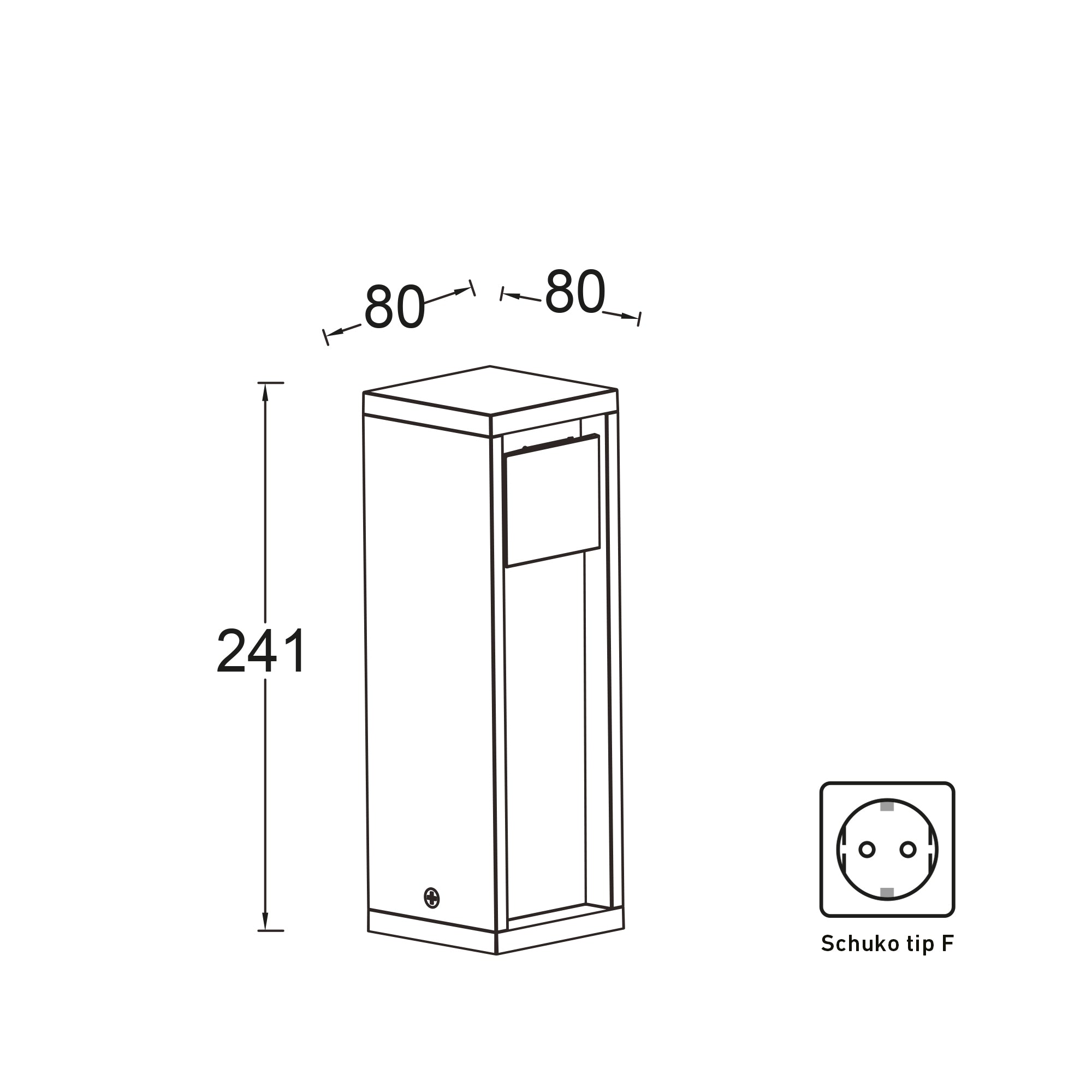 MAINS vrtni stup s utičnicama, 1 utičnica, mat crni, 16A, 3500W, IP54, 241mm