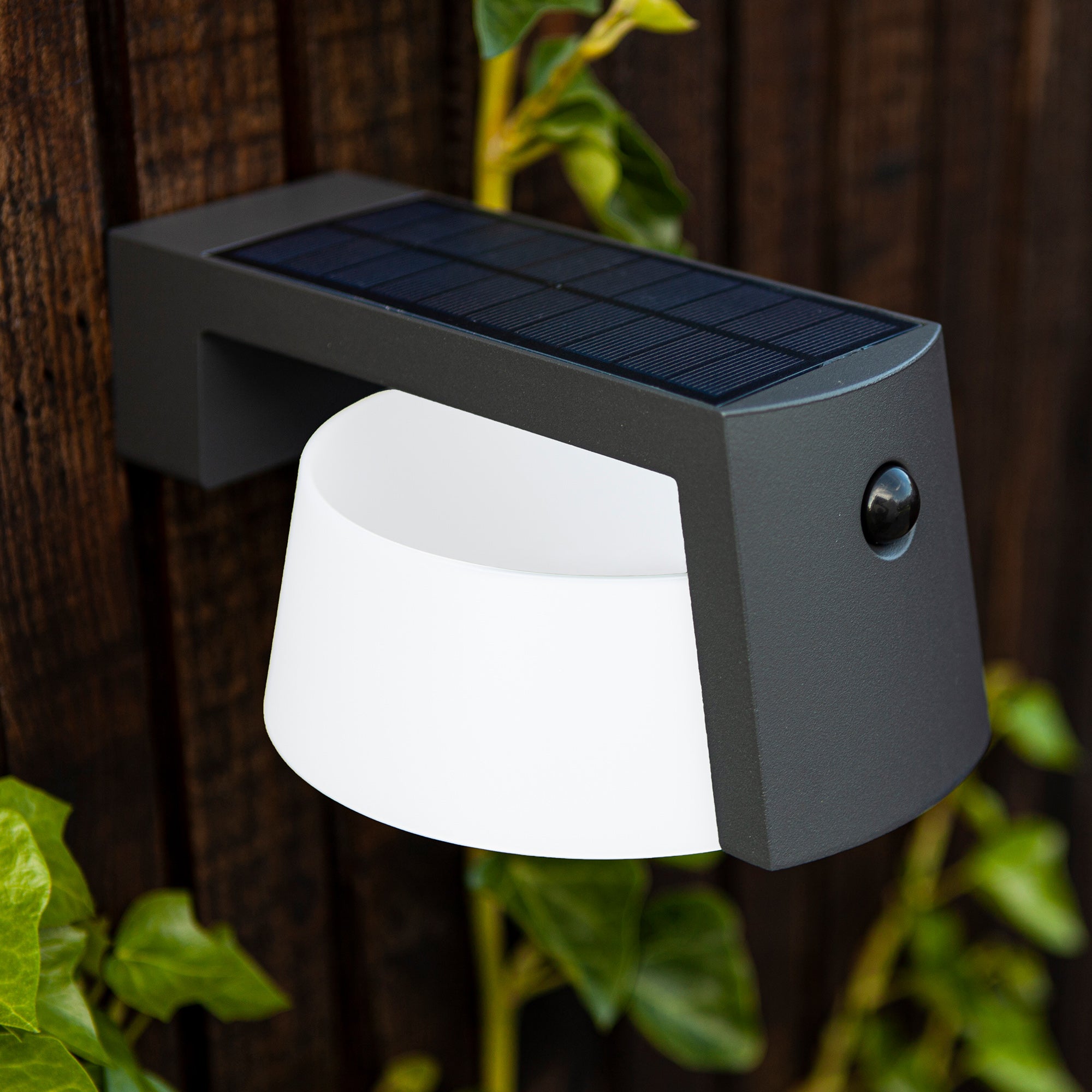 MOON LED solarna zidna svjetiljka, senzor pokreta, tamno siva, 9.5W, 4000K, IP44, 96mm