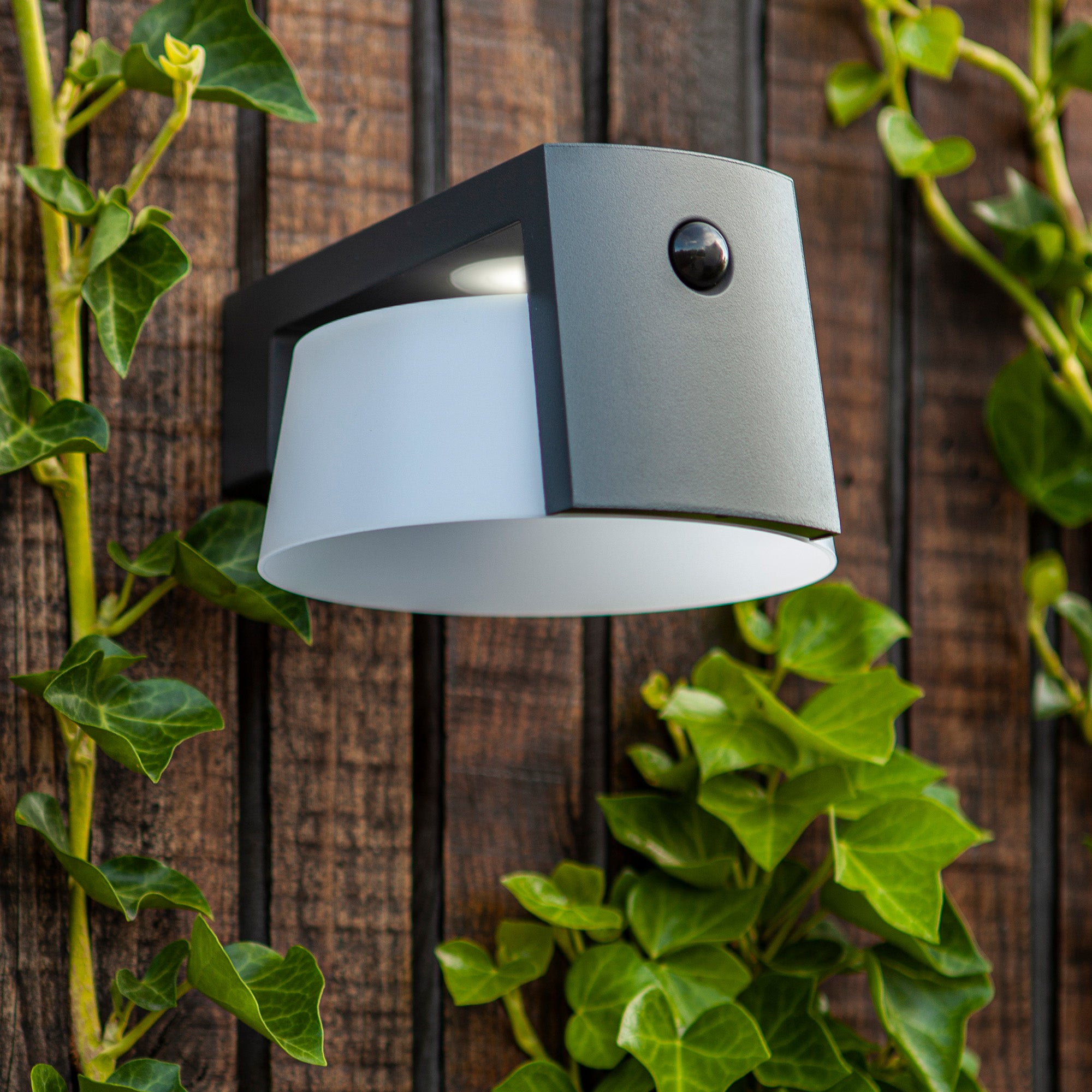 MOON LED solarna zidna svjetiljka, senzor pokreta, tamno siva, 9.5W, 4000K, IP44, 96mm