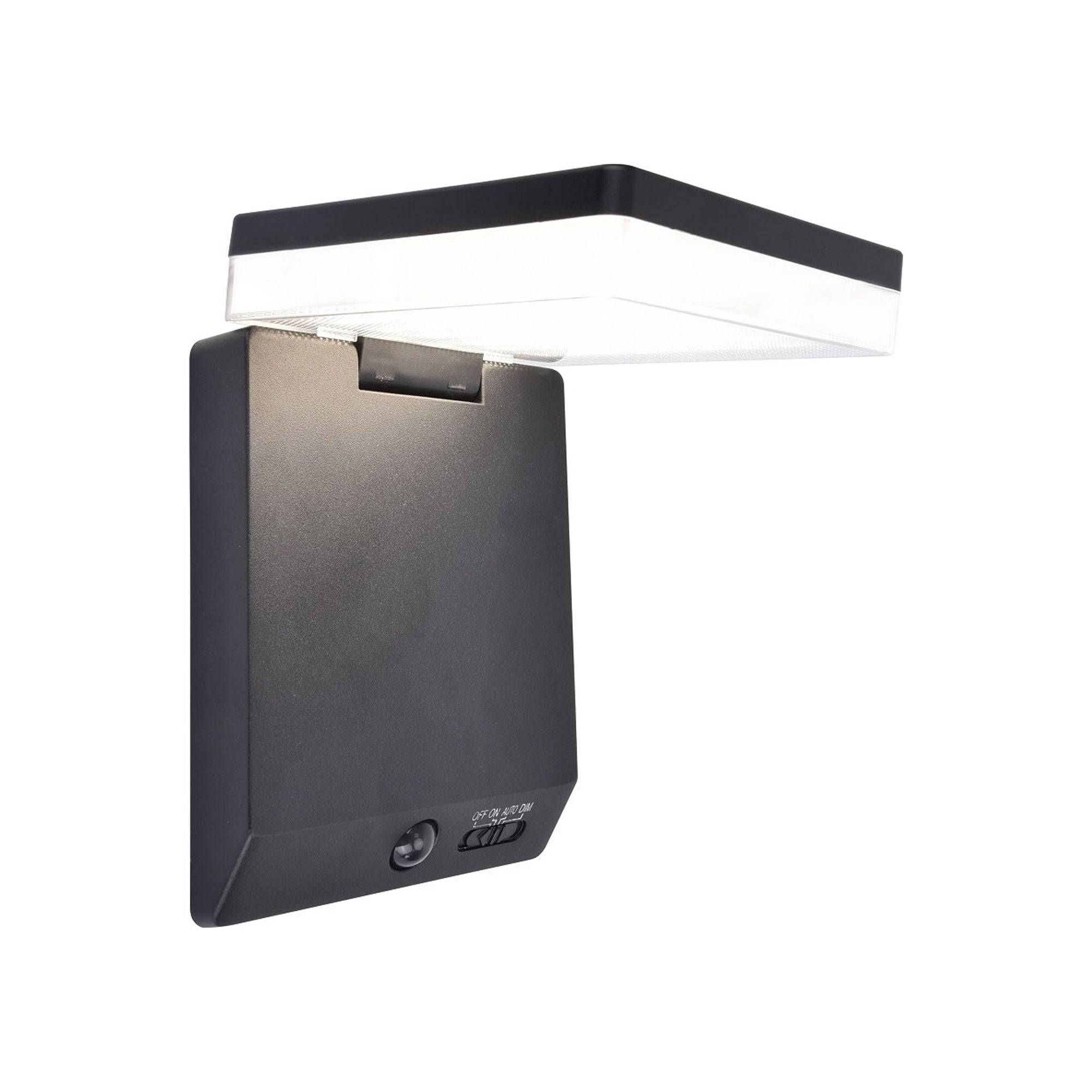 MOZE LED solarna zidna svjetiljka, senzor pokreta, mat crna, 8W, 4000K, IP44, 195mm