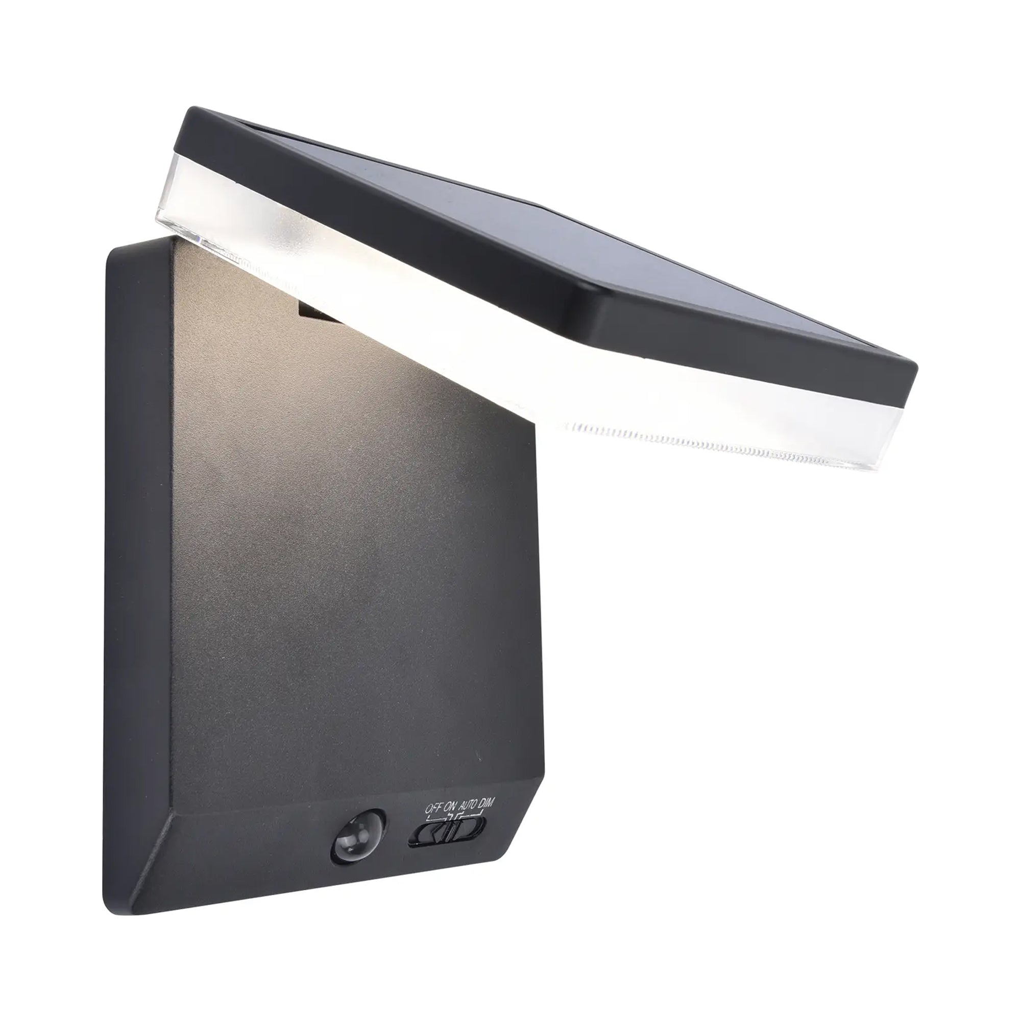 MOZE LED solarna zidna svjetiljka, senzor pokreta, mat crna, 8W, 4000K, IP44, 195mm