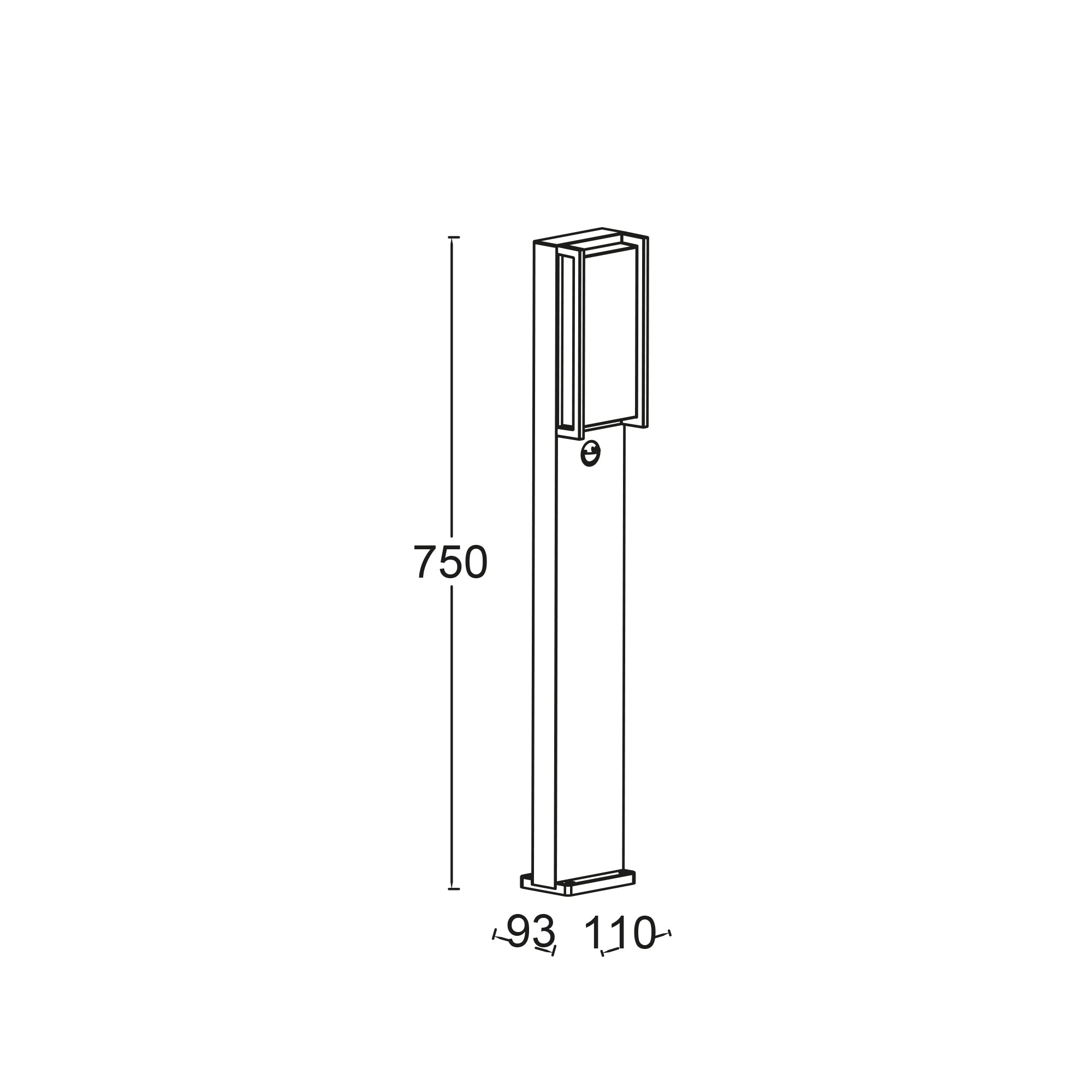QUBO LED vrtna svjetiljka, senzor pokreta, tamno siva, 14.3W, 3000K, IP54, 750mm