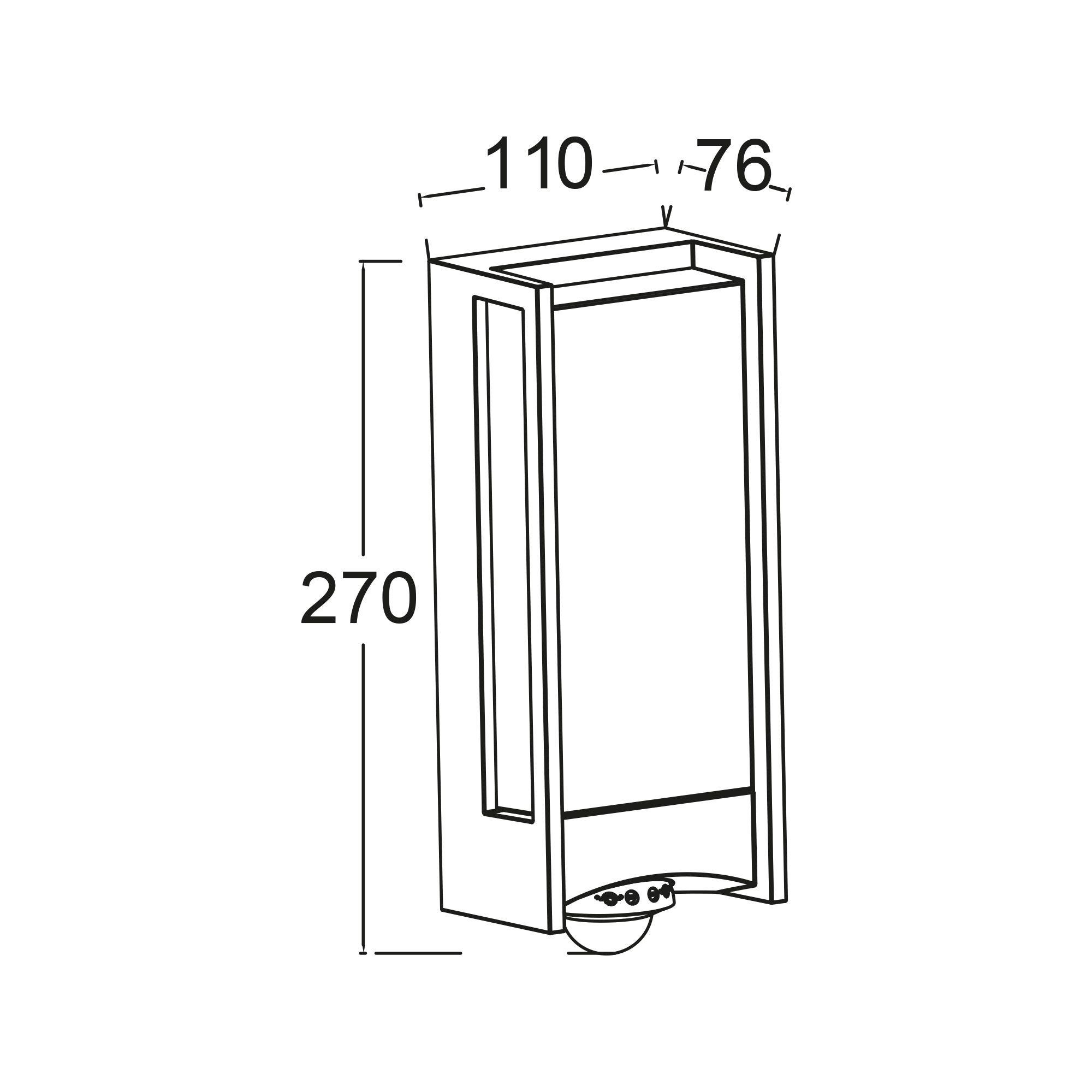 QUBO LED zidna svjetiljka, senzor pokreta, tamno siva, 11.3W, 3000K, IP54, 270mm