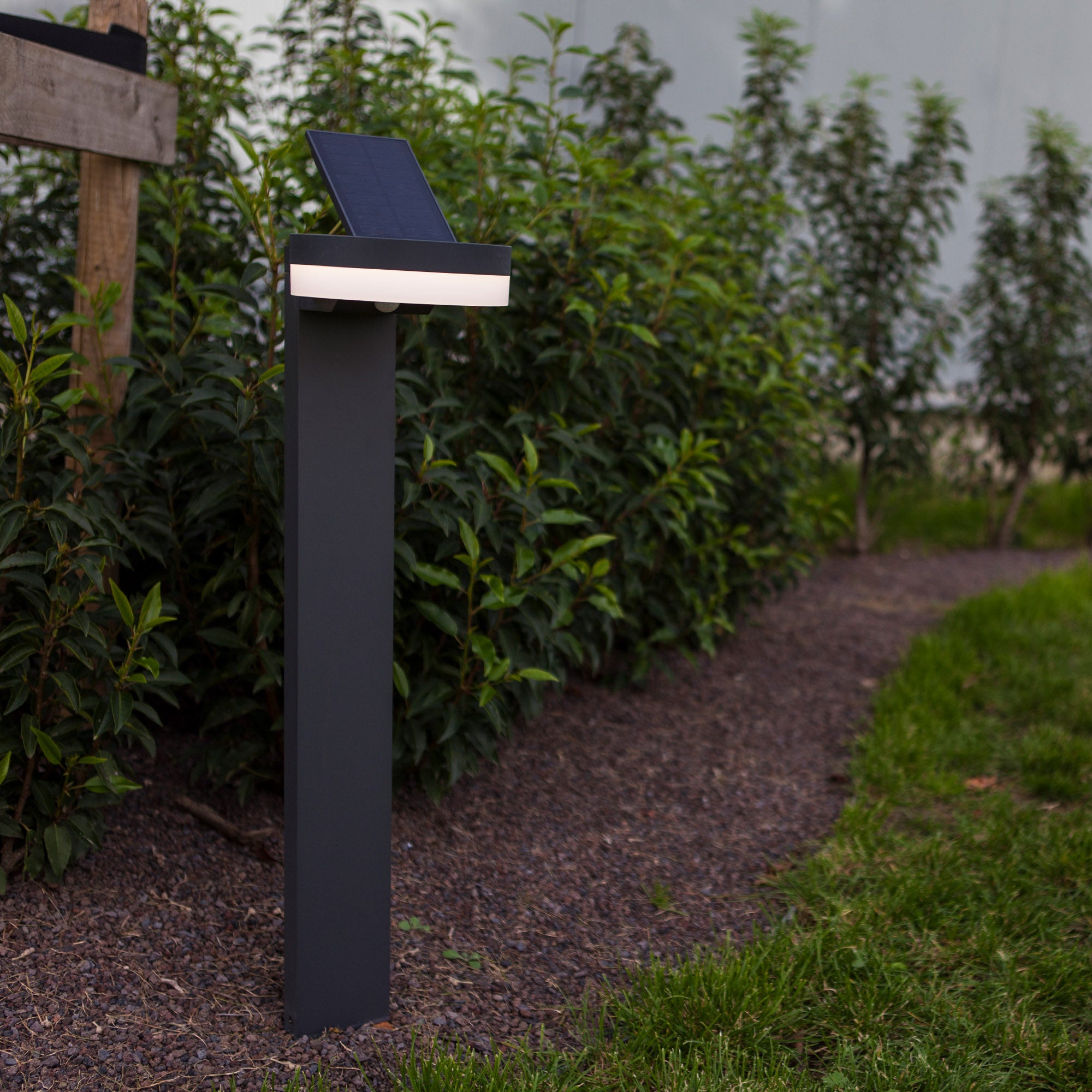 RUNDA LED solarna vrtna svjetiljka, senzor pokreta, tamno siva, 12W, 4000K, IP54, 740mm