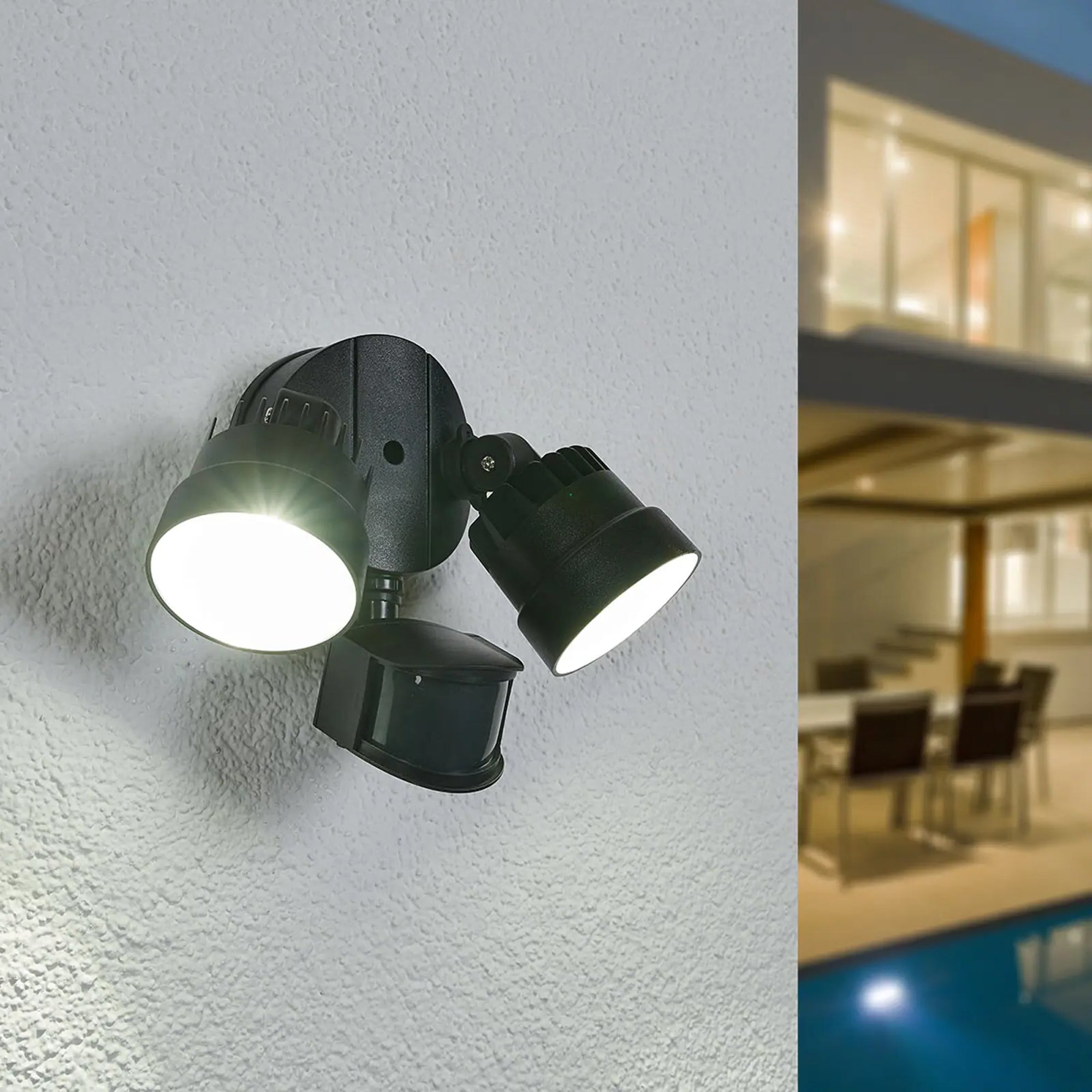 SHRIMP LED reflektor, senzor pokreta, mat crni, 12W, 5000K, IP54, 204mm