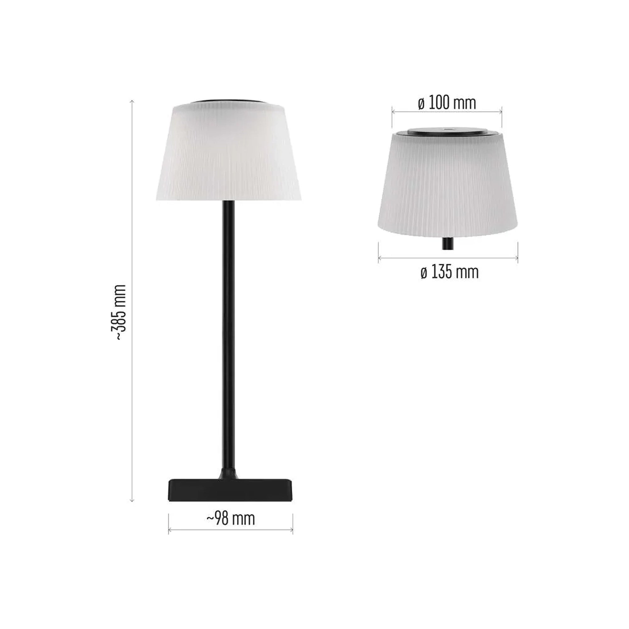KATIE LED stolna lampa, punjiva, crna, 4W, CCT, IP44, 385mm