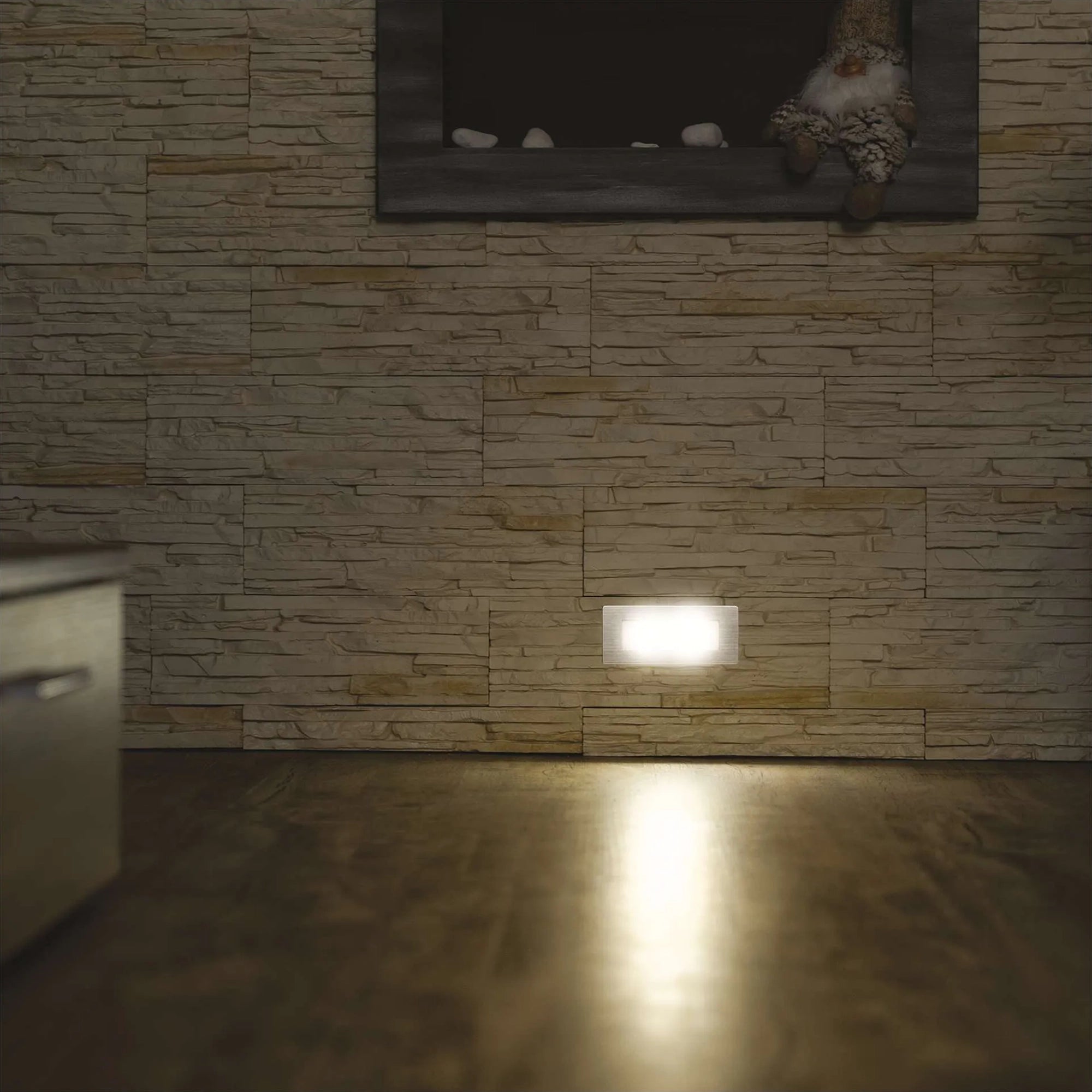AMAL LED svjetlo za stepenice, ugradbeno, srebrno, 1.5W, 3000K, IP65, 53mm