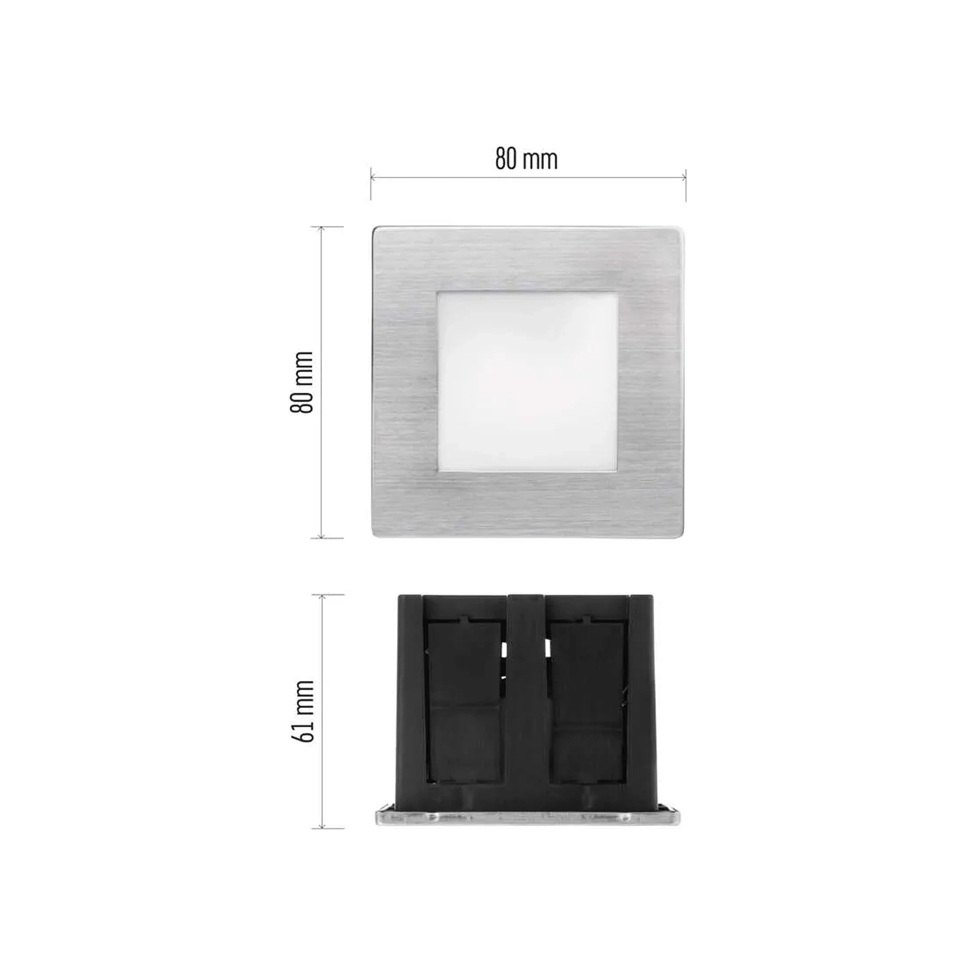 AMAL LED svjetlo za stepenice, ugradbeno, srebrno, 2W, 4000K, IP65, 80mm