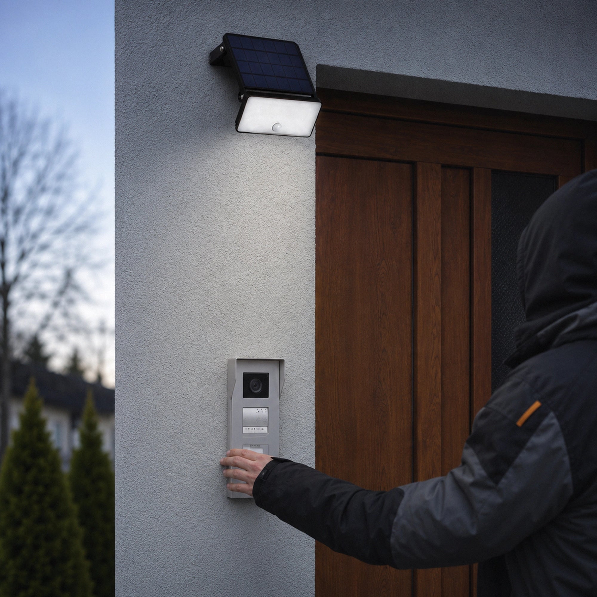 LED solarni reflektor SOLO L, senzor pokreta, crni, 4000K, IP54
