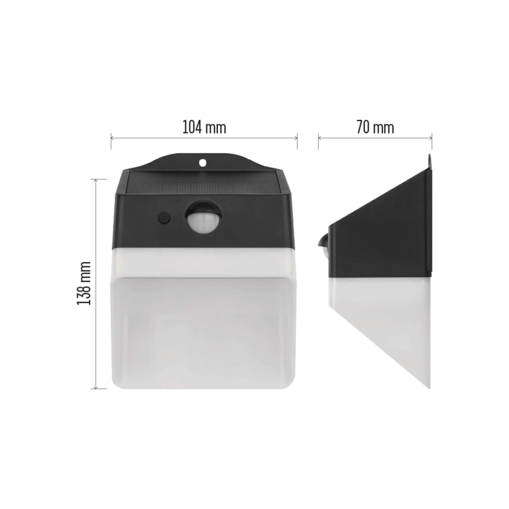 LUNIS LED solarna zidna svjetiljka, senzor pokreta, crna, 4000K, IP65, 138mm