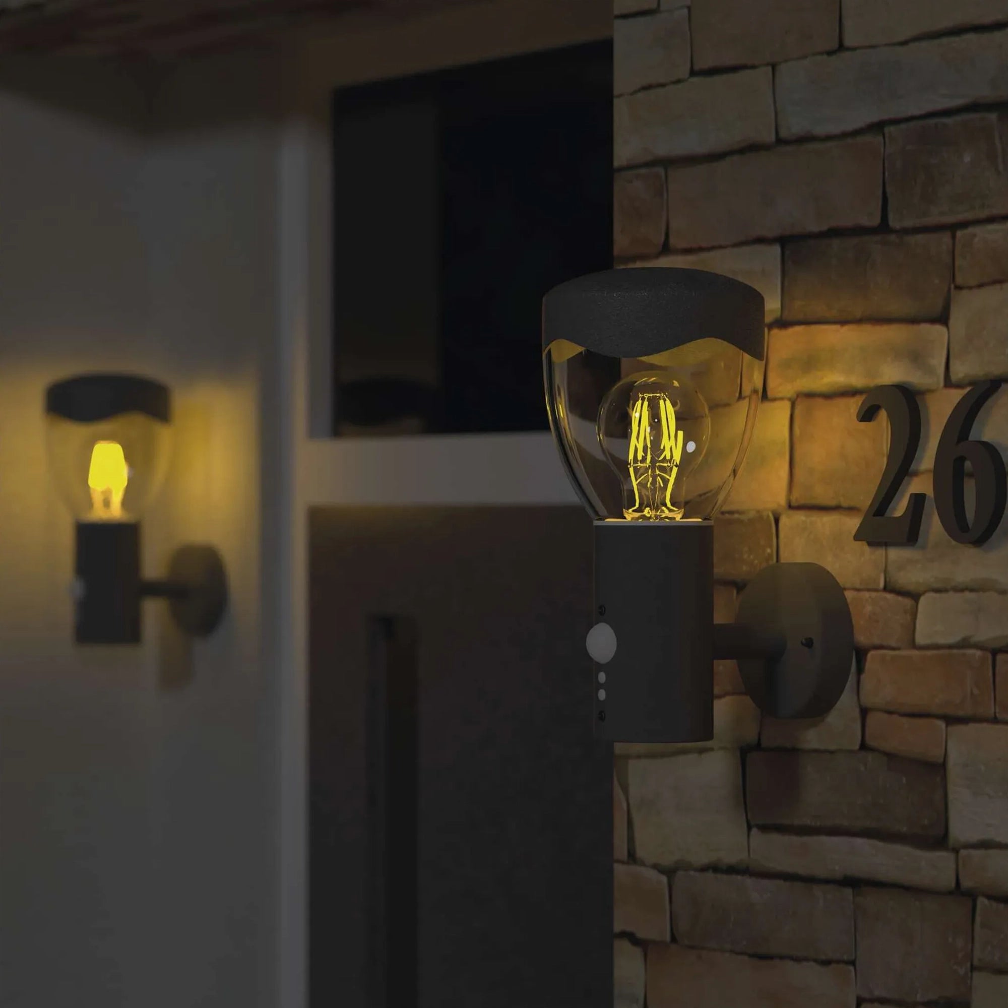 ARTEO zidna svjetiljka, senzor pokreta, antracit, 1xE27, IP44, 295mm