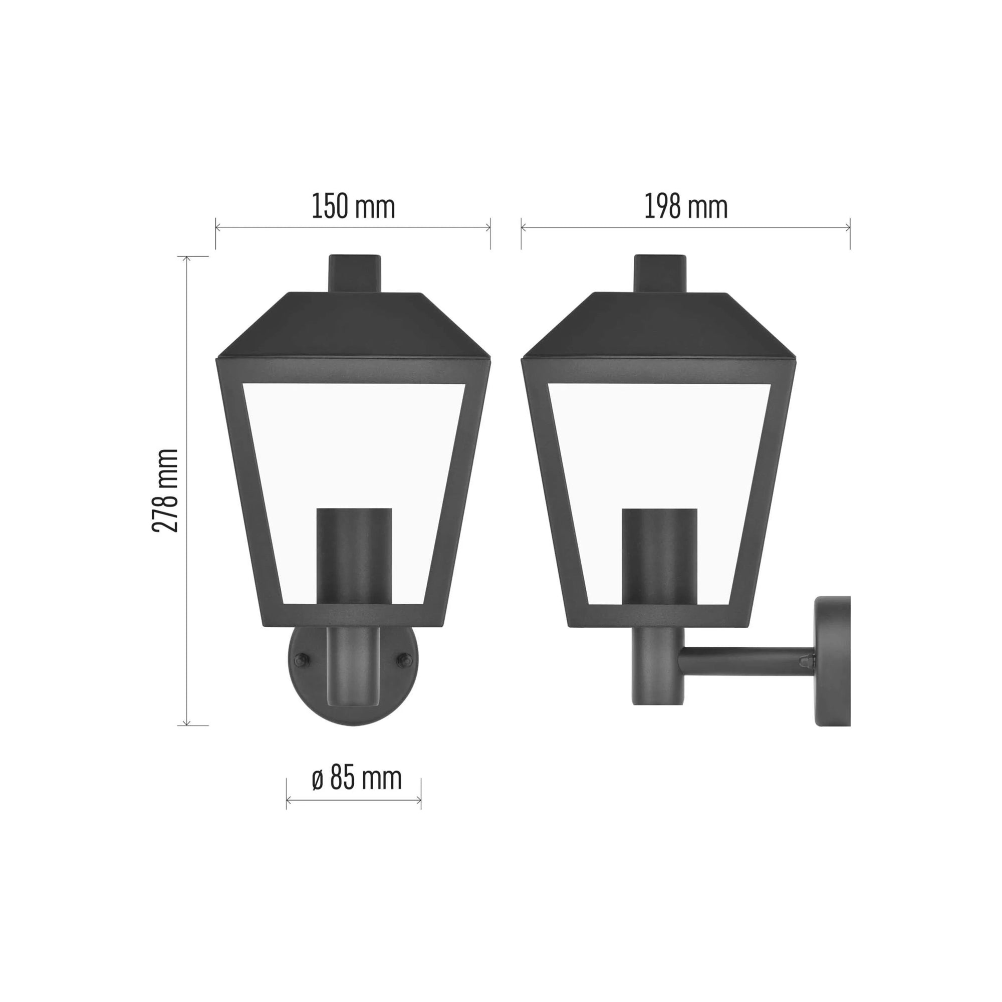 ADENIA zidna svjetiljka, crna, 1xE27, IP44, 278mm