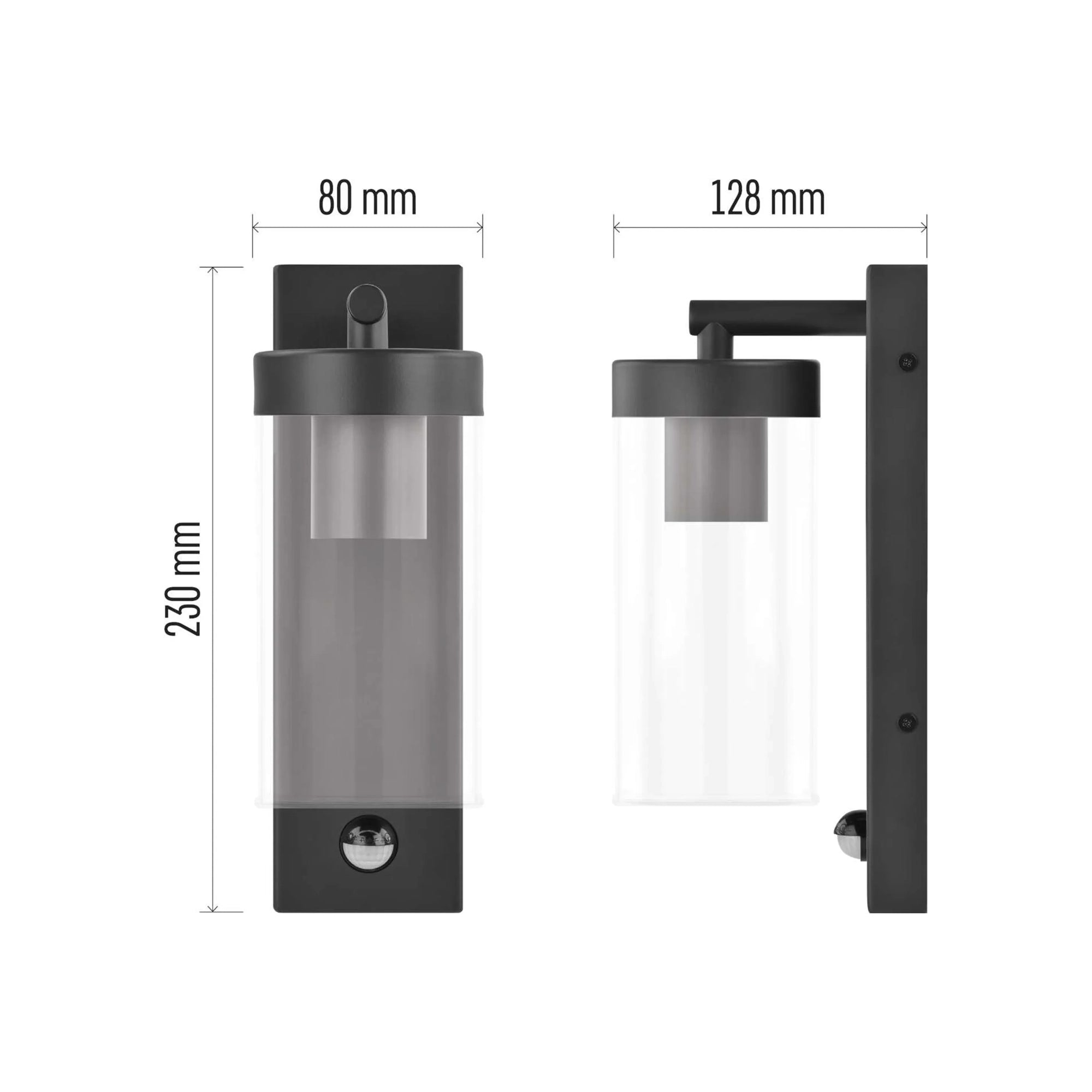 ZALA zidna svjetiljka, senzor pokreta, antracit, 1xE27, IP44, 270mm
