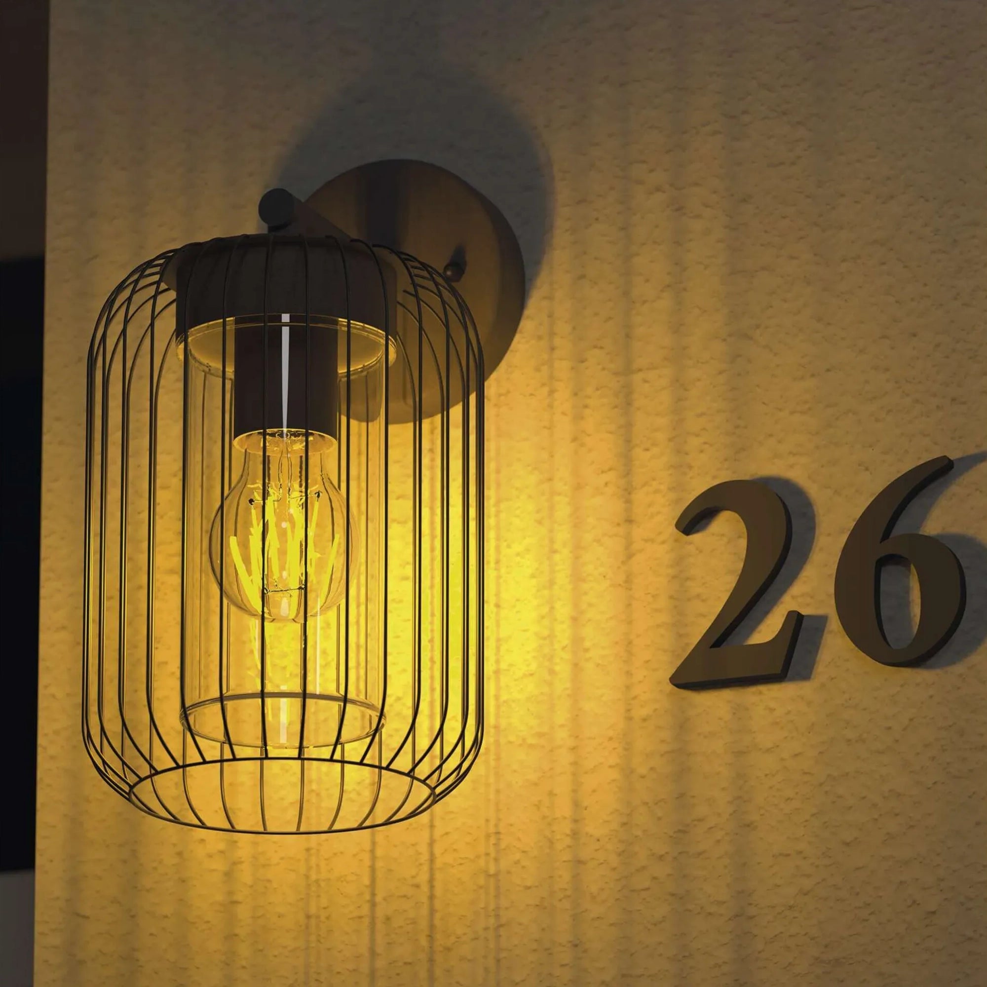 SALVIA wall lamp, black, 1xE27, IP44, 285mm