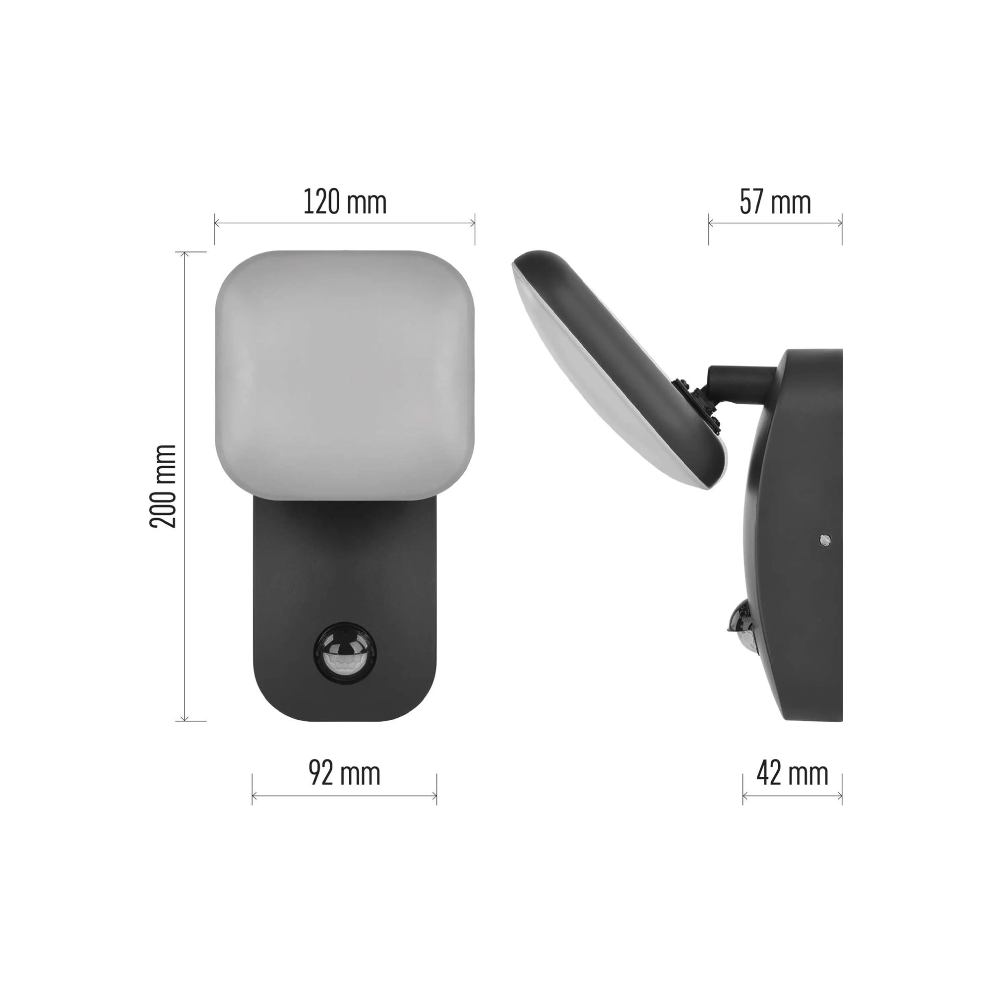 NIKA LED zidna svjetiljka, senzor pokreta, antracit, 12.8W, 3000K, IP44, 200mm