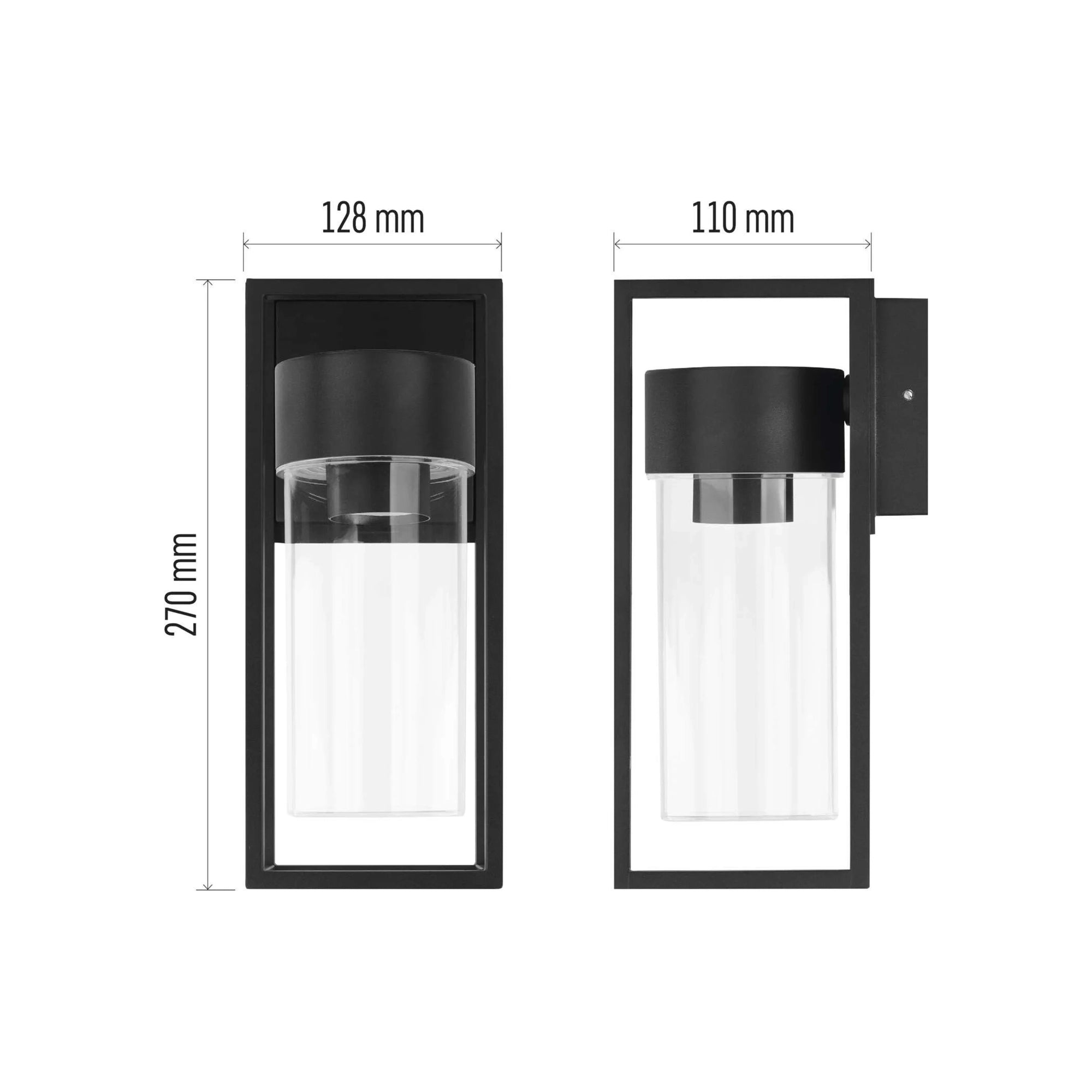 TILIIA zidna svjetiljka, crna, 1xE27, IP44, 270mm