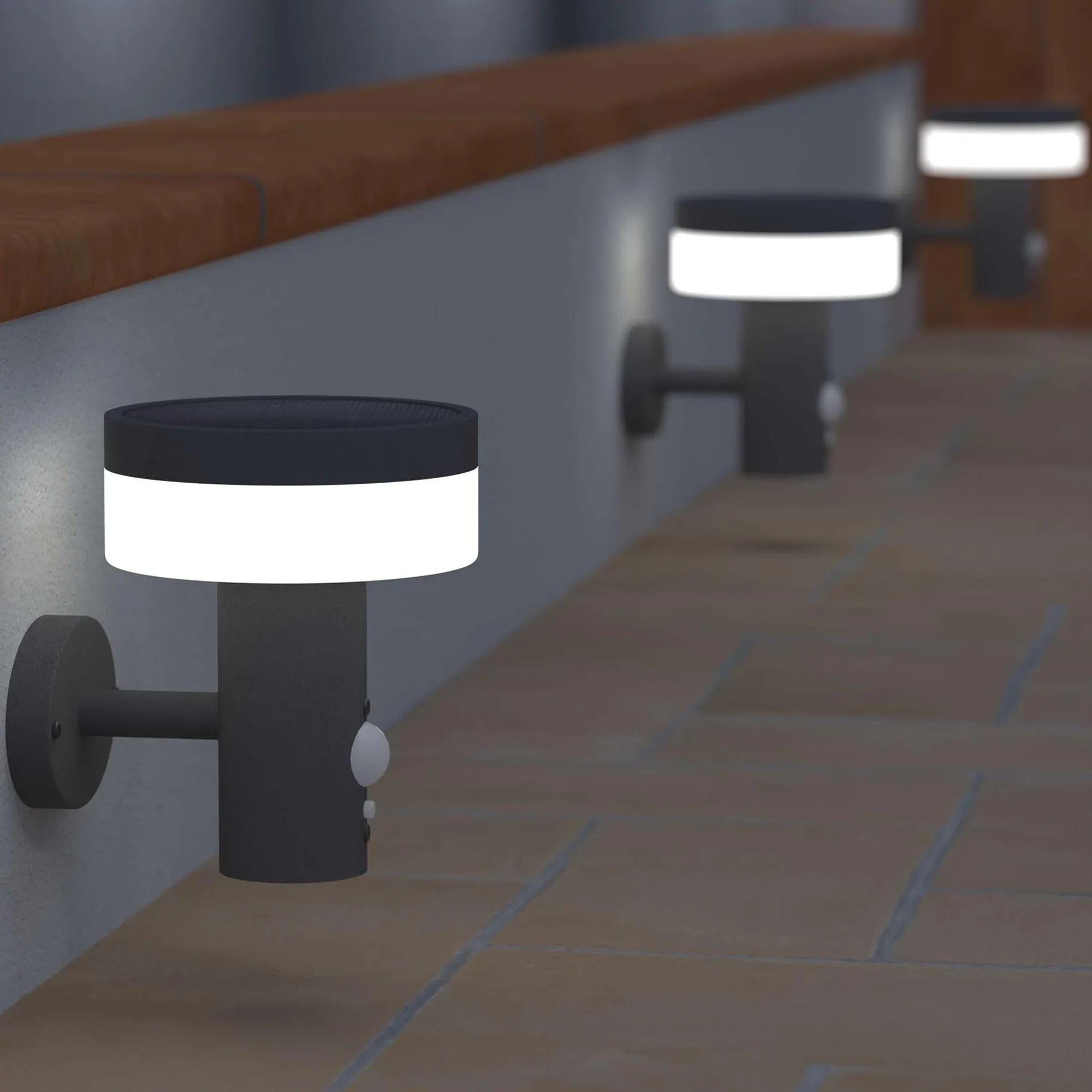 TERION LED solarna zidna svjetiljka, senzor pokreta, antracit, 2W, 3000K, IP44, 146mm