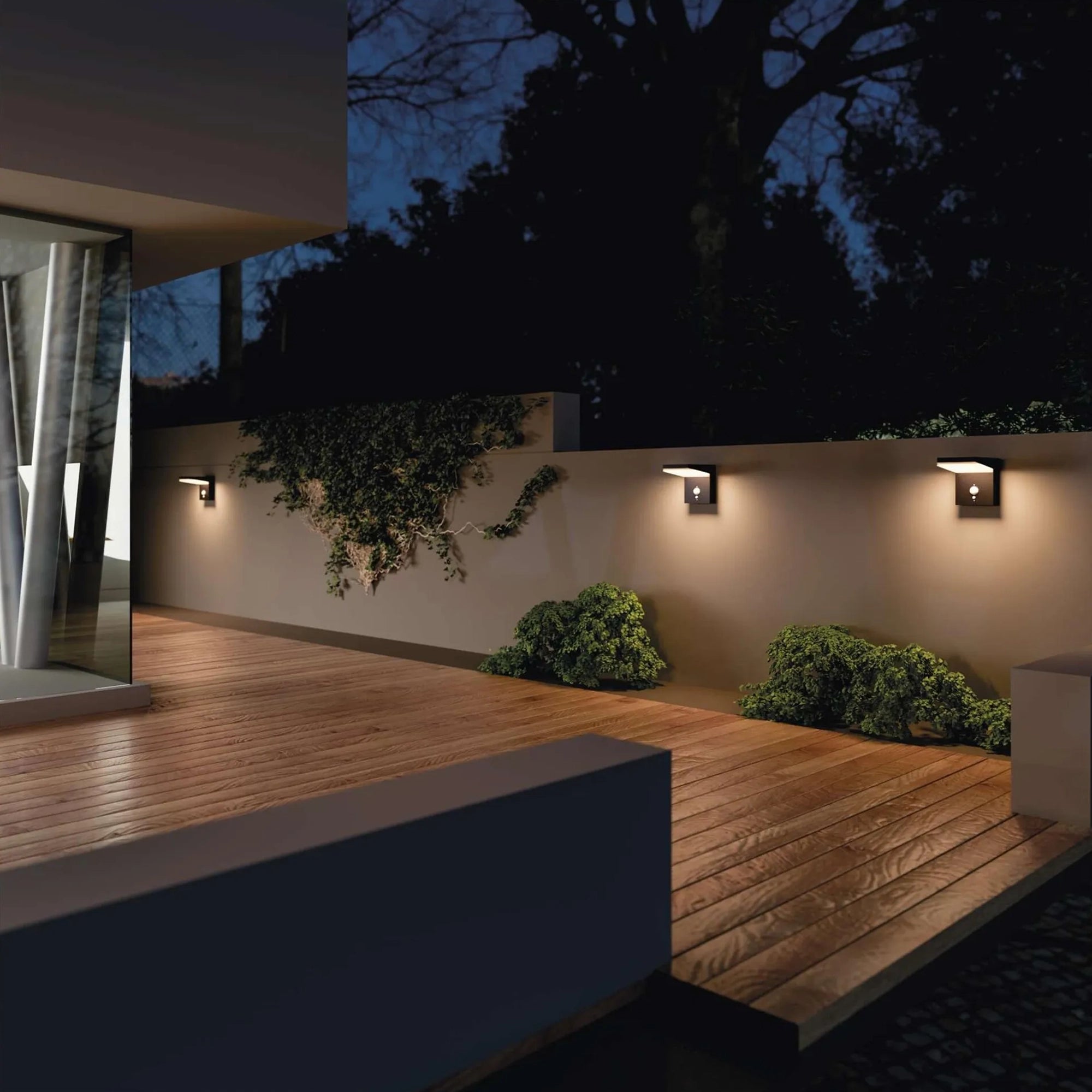 VEREA LED solarna zidna svjetiljka, senzor pokreta, crna, 4.4W, 3000K, IP44, 130mm