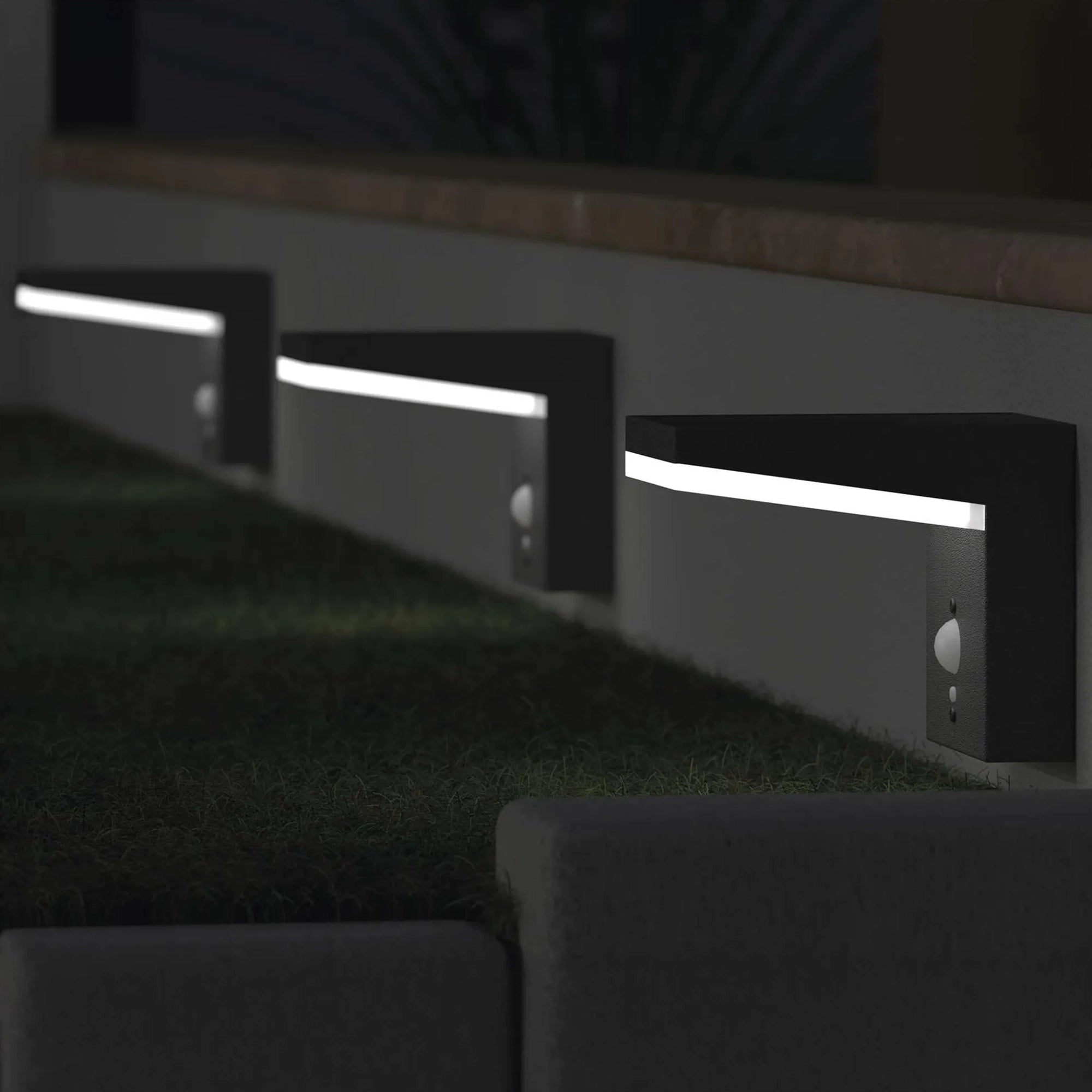 VEREA LED solarna zidna svjetiljka, senzor pokreta, crna, 4.4W, 3000K, IP44, 130mm