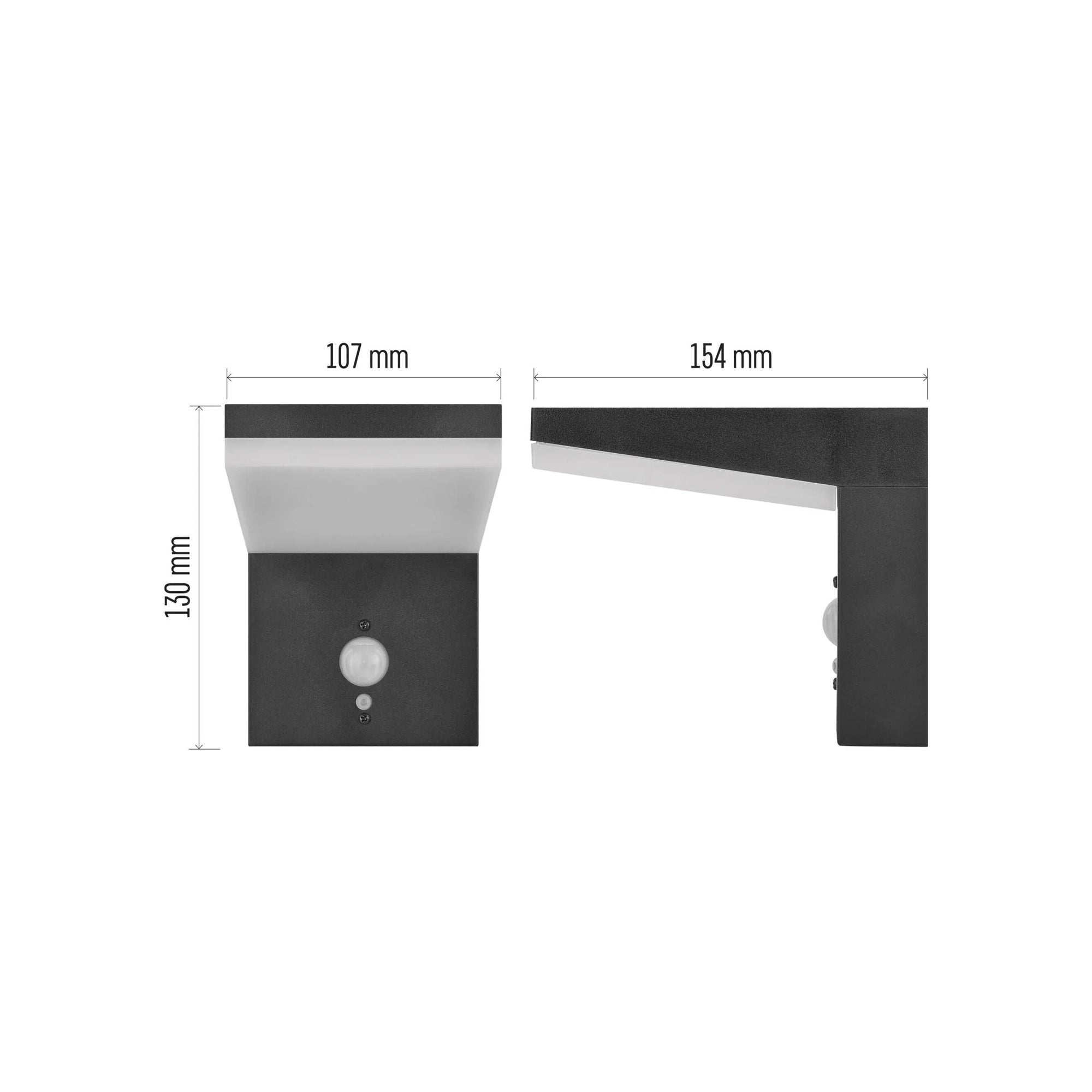 VEREA LED solarna zidna svjetiljka, senzor pokreta, crna, 4.4W, 3000K, IP44, 130mm