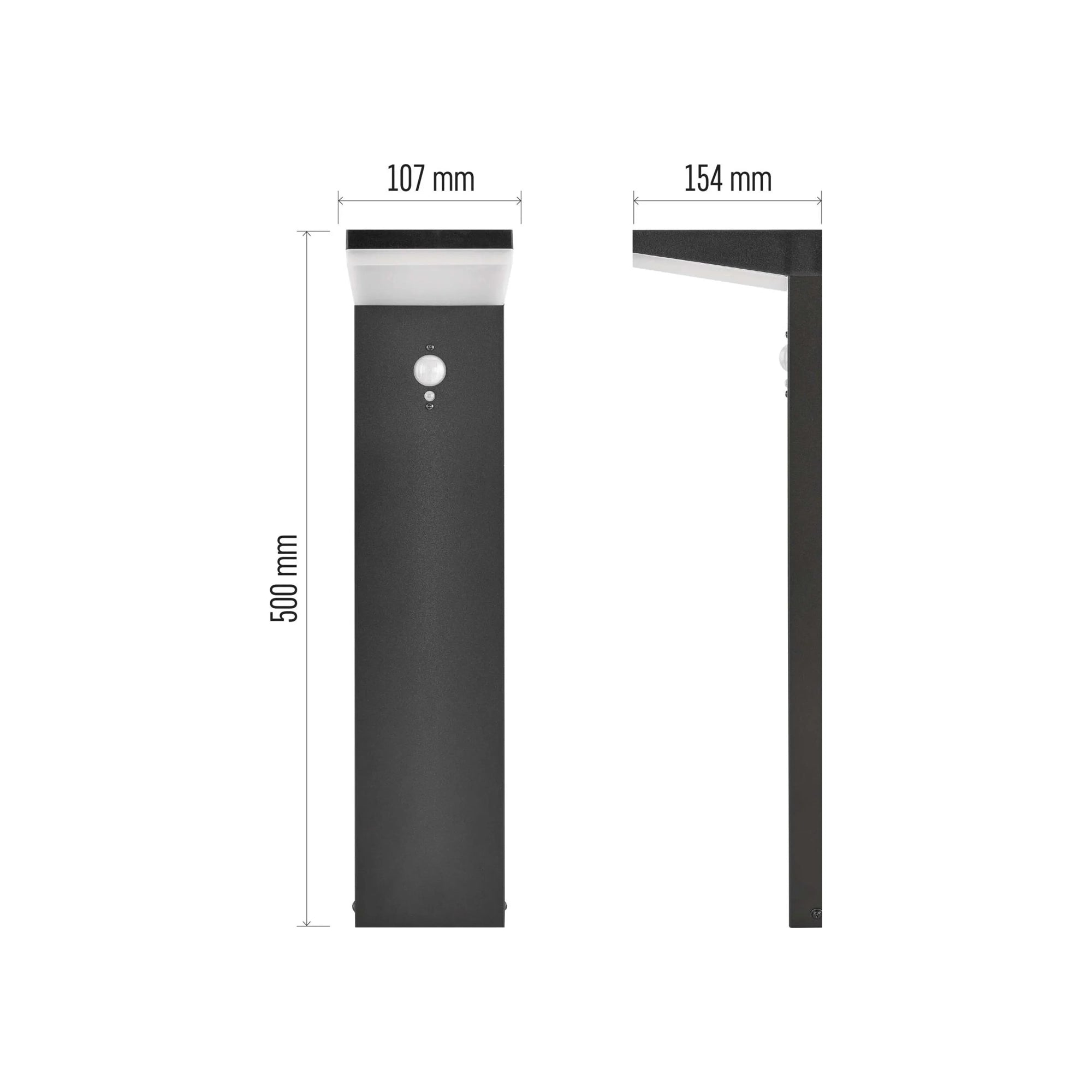 VEREA LED solarna vrtna svjetiljka, senzor pokreta, crna, 4.4W, 3000K, IP44, 500mm