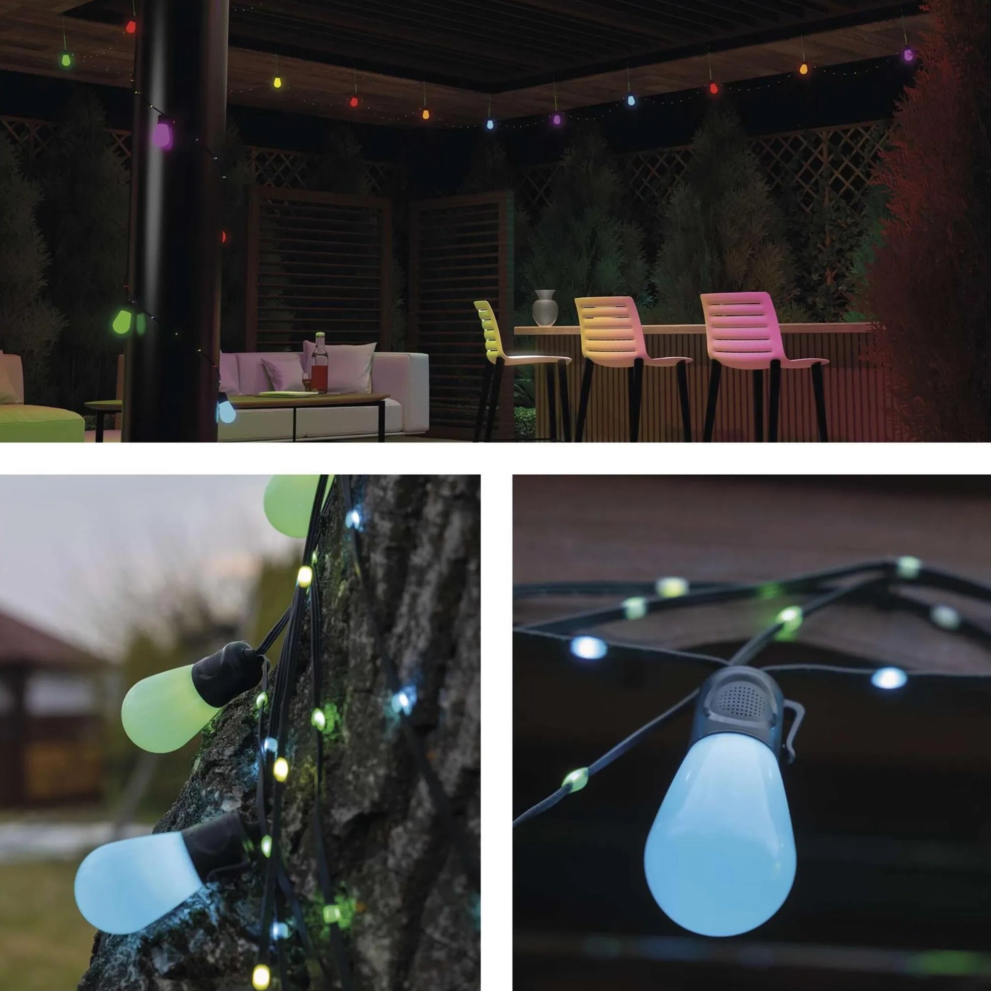 LED rasvjetni lanac, 15 žarulja, GoSmart, RGBIC, WiFi, IP65, 15m