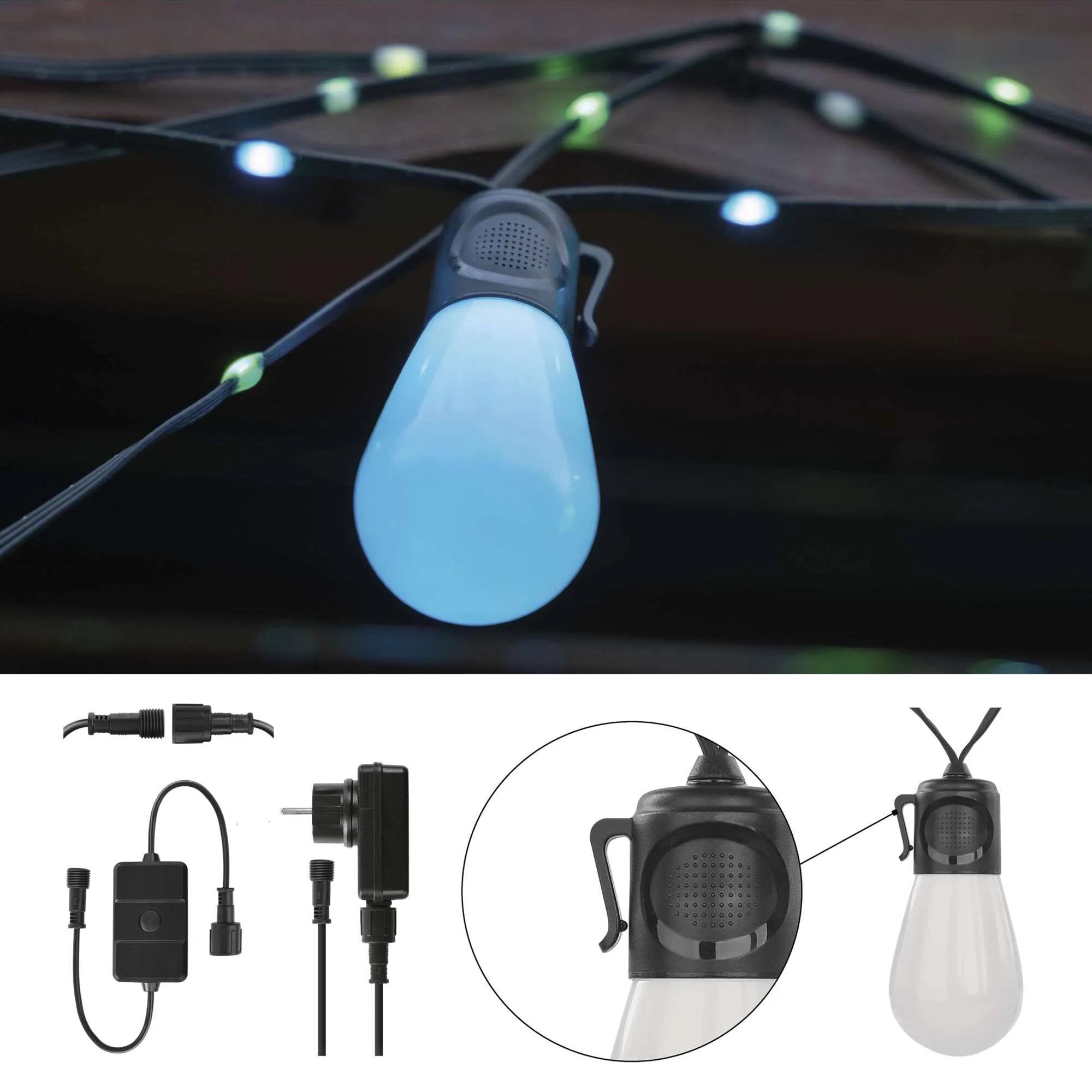 LED rasvjetni lanac, 15 žarulja, GoSmart, RGBIC, WiFi, IP65, 15m