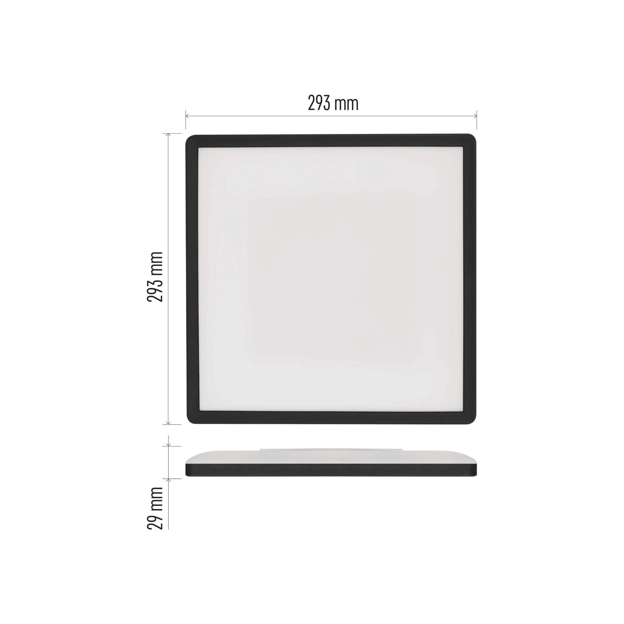 FLORI LED plafonjera, kvadratna, crna, 18W, 4000K, IP20, 293x293mm