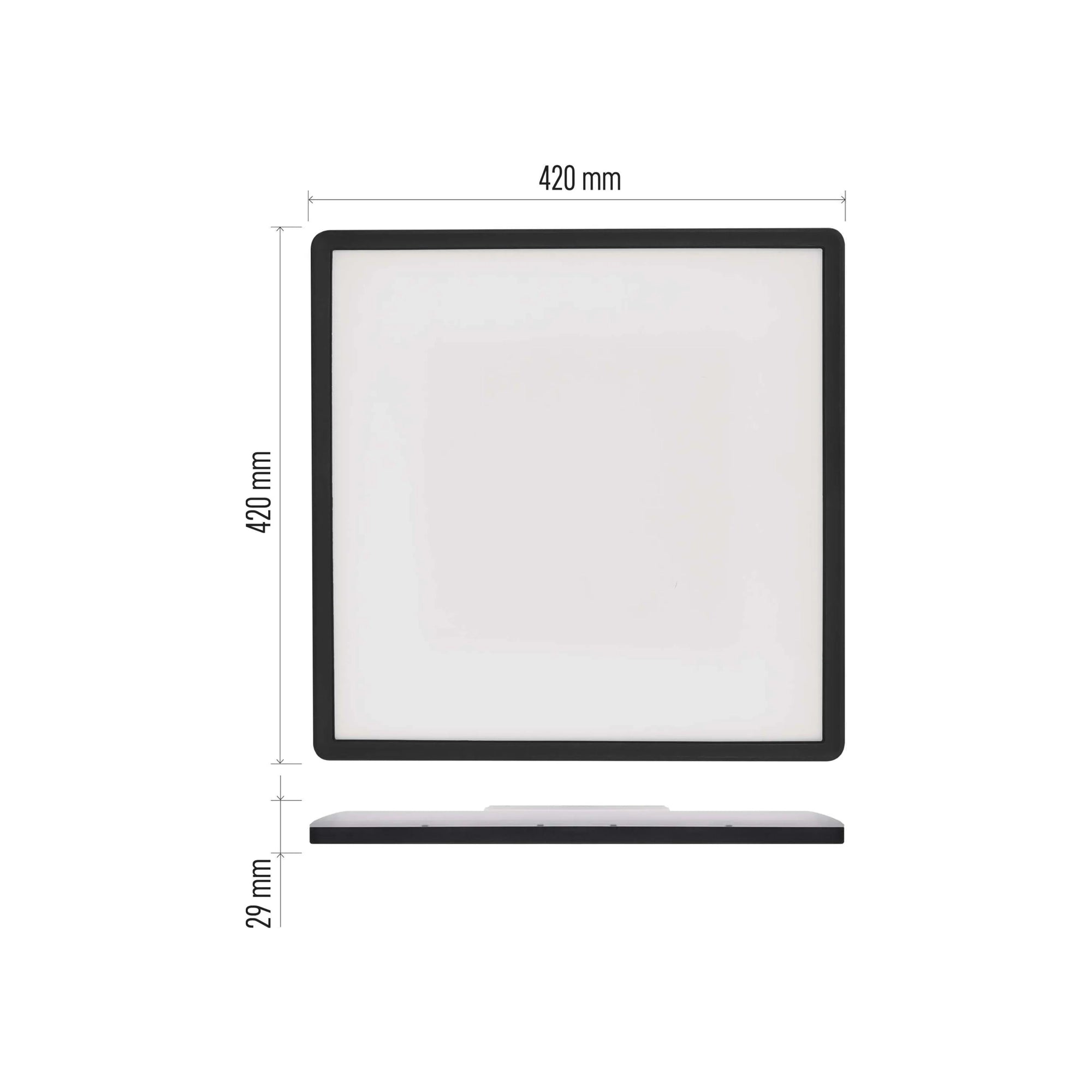 FLORI LED plafonjera, kvadratna, crna, 22W, 4000K, IP20, 420x420mm