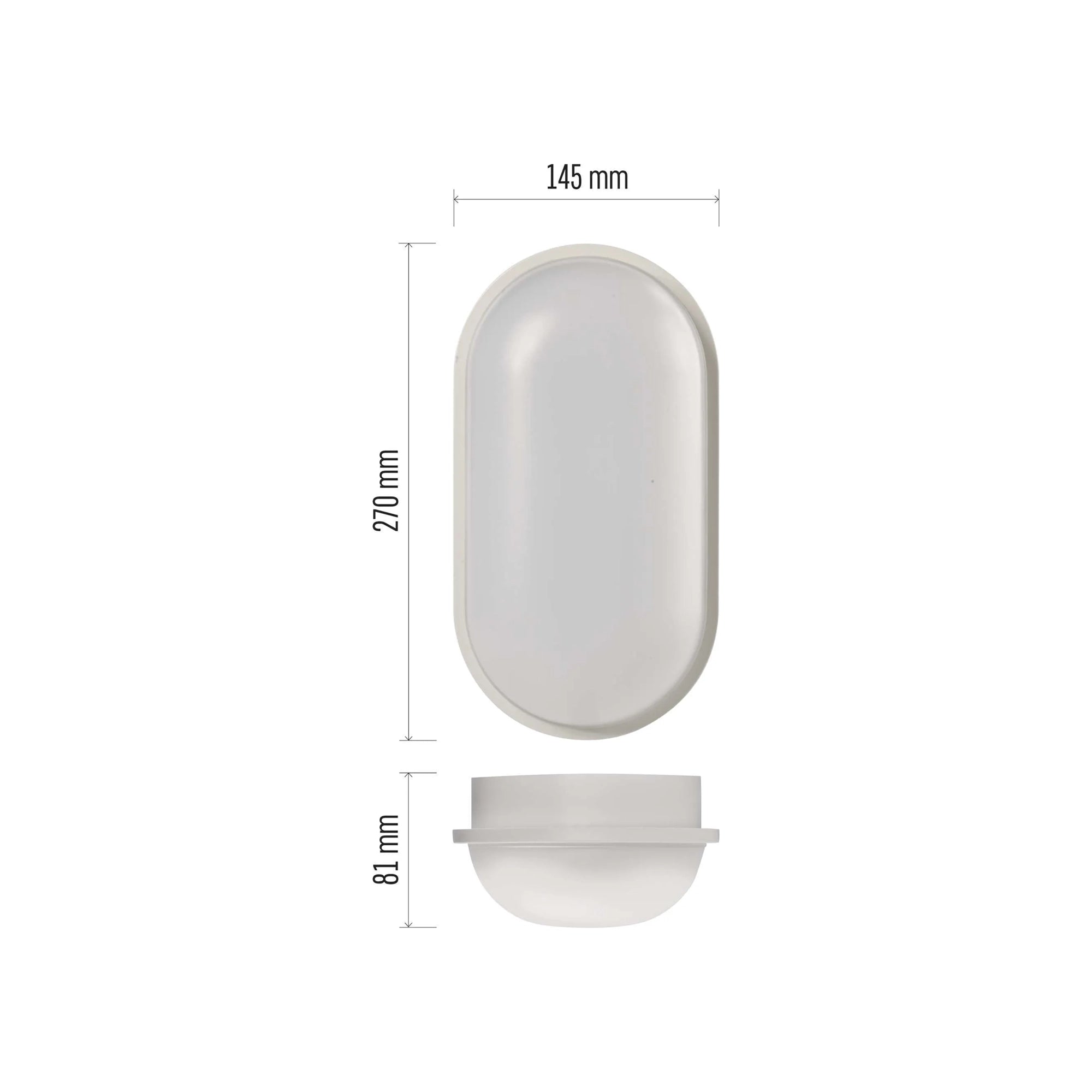 QARI LED plafonjera, ovalna, bijela, 20W, 4000K, IP65, 270x145mm