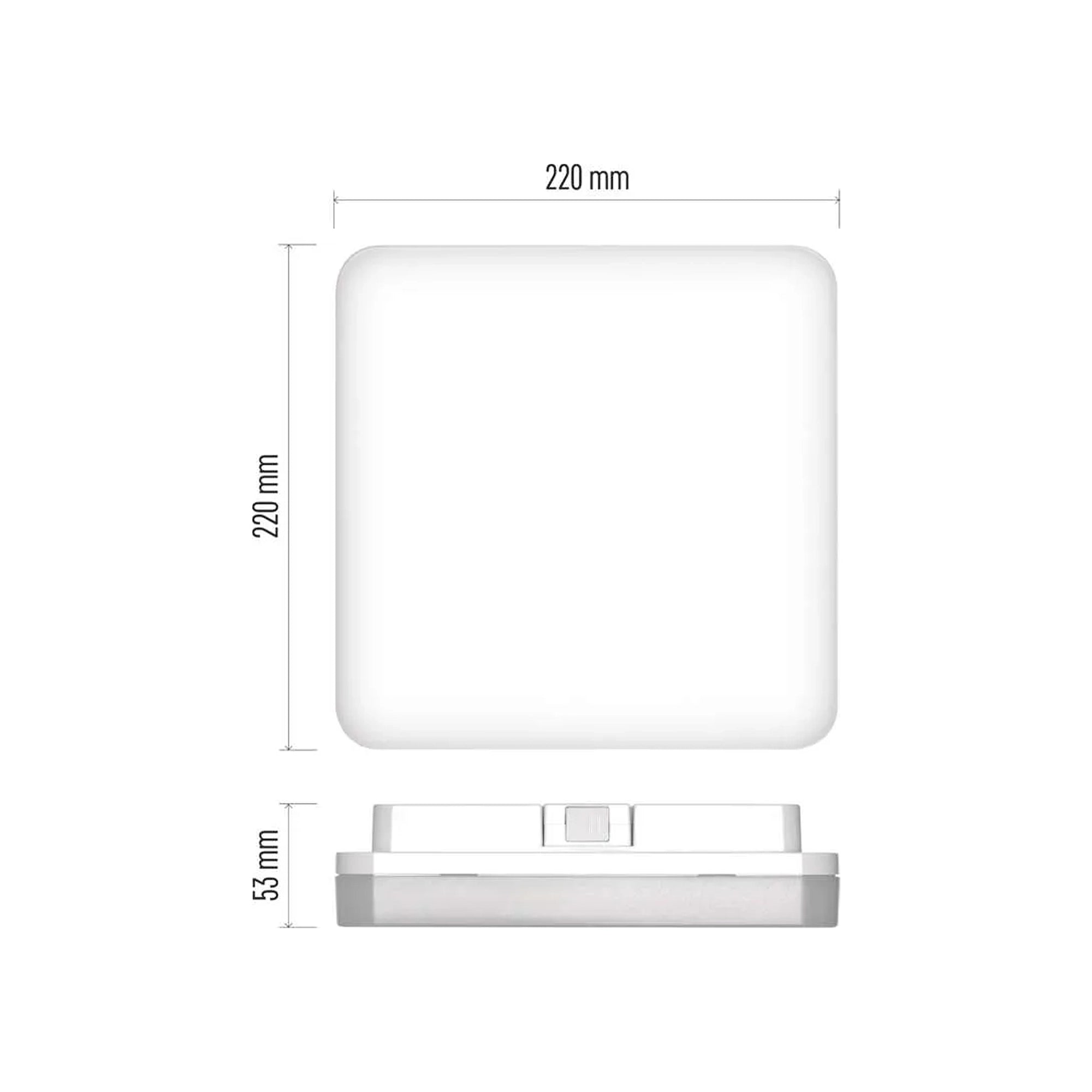 TORI LED plafonjera, kvadratna, bijela, 15W, 4000K, IP54, 220x220mm
