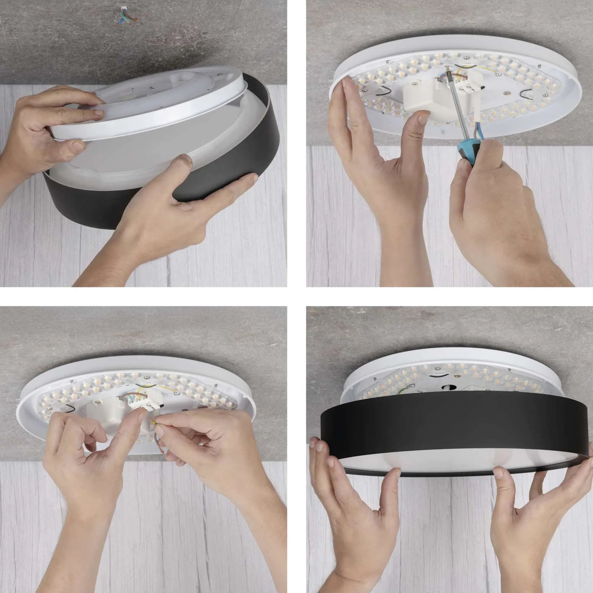 RORI LED plafonjera, crna, 17W, CCT, IP20, Ø310mm