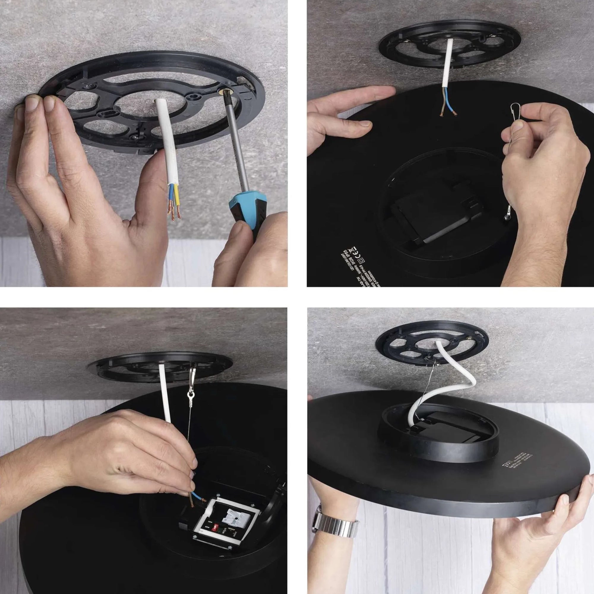 DIONI LED plafonjera, crna, 15W, CCT, IP55, Ø280mm