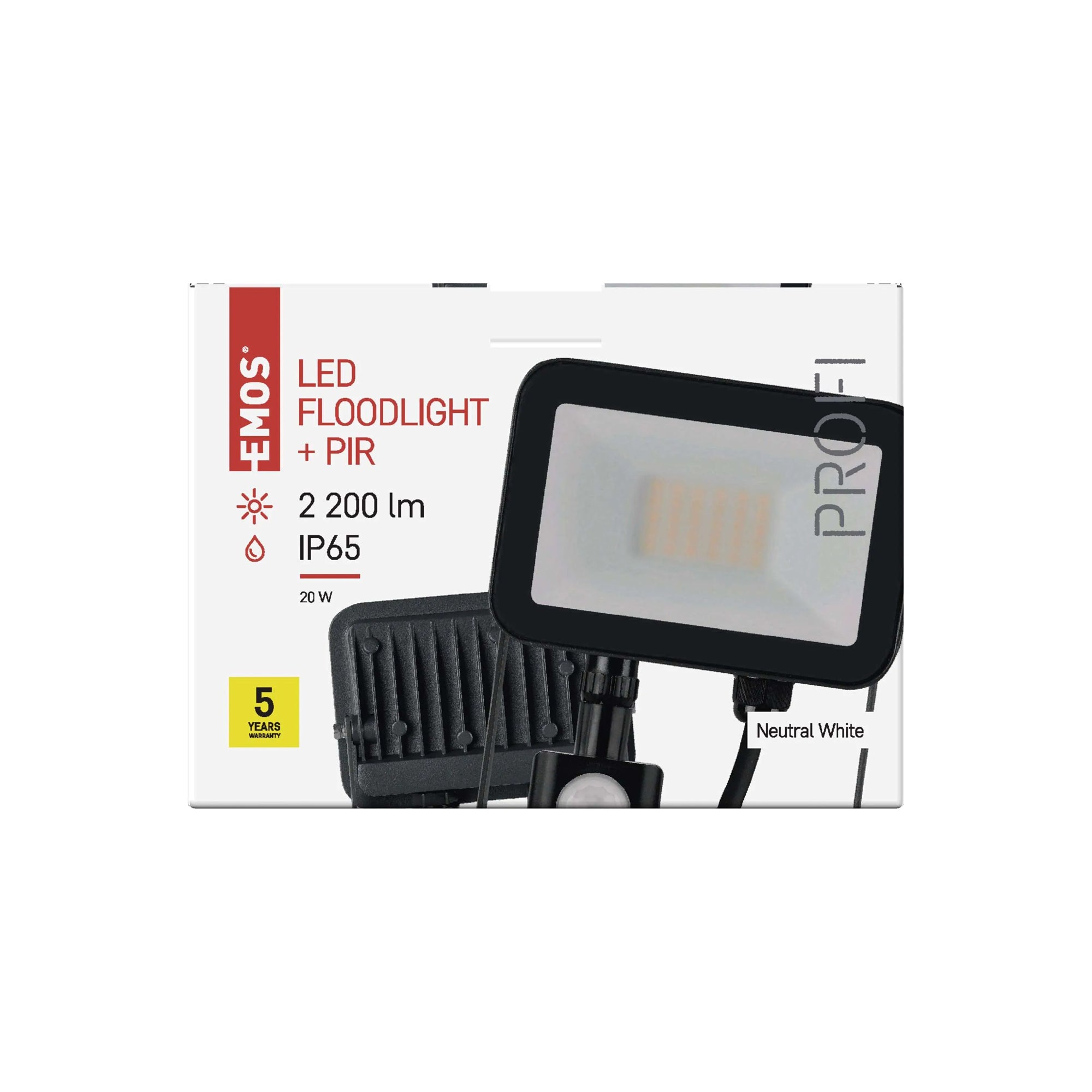 INOVO LED spotlight with sensor, 20W, 2200lm, 4000K