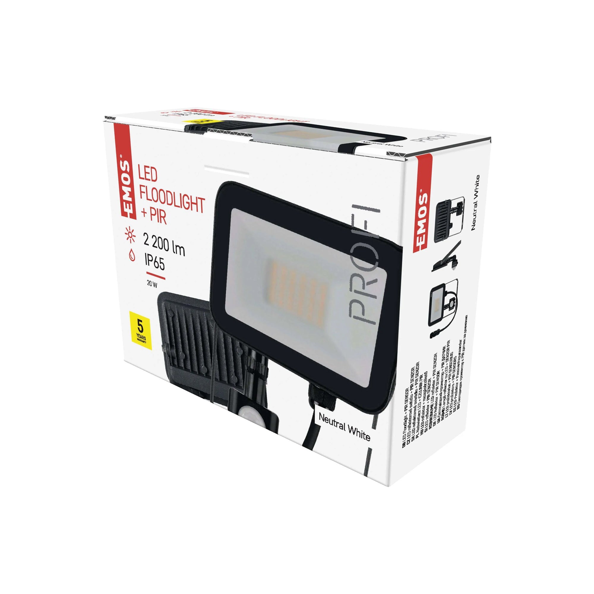 INOVO LED spotlight with sensor, 20W, 2200lm, 4000K