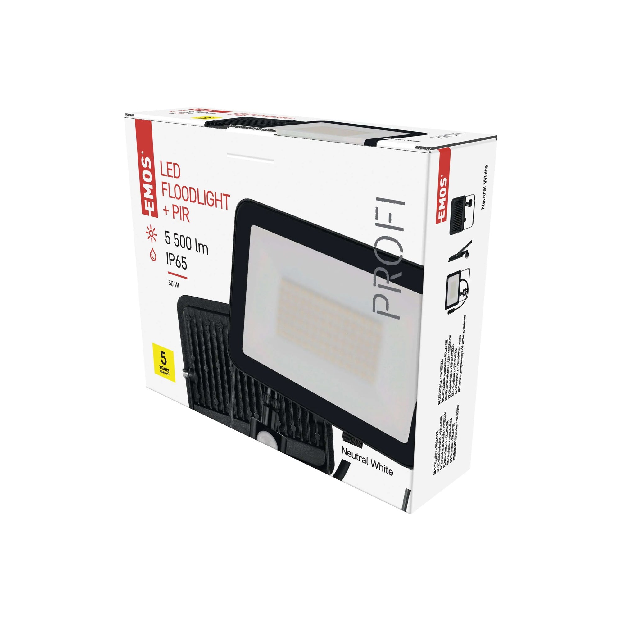 INOVO LED spotlight with sensor, 50W, 5500lm, 4000K