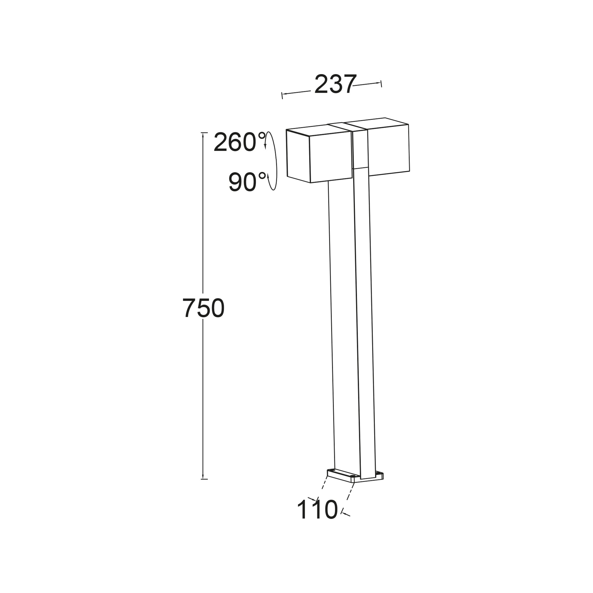 CUBA LED vrtna svjetiljka, tamno siva, 19W, 3000K, IP54, 750mm