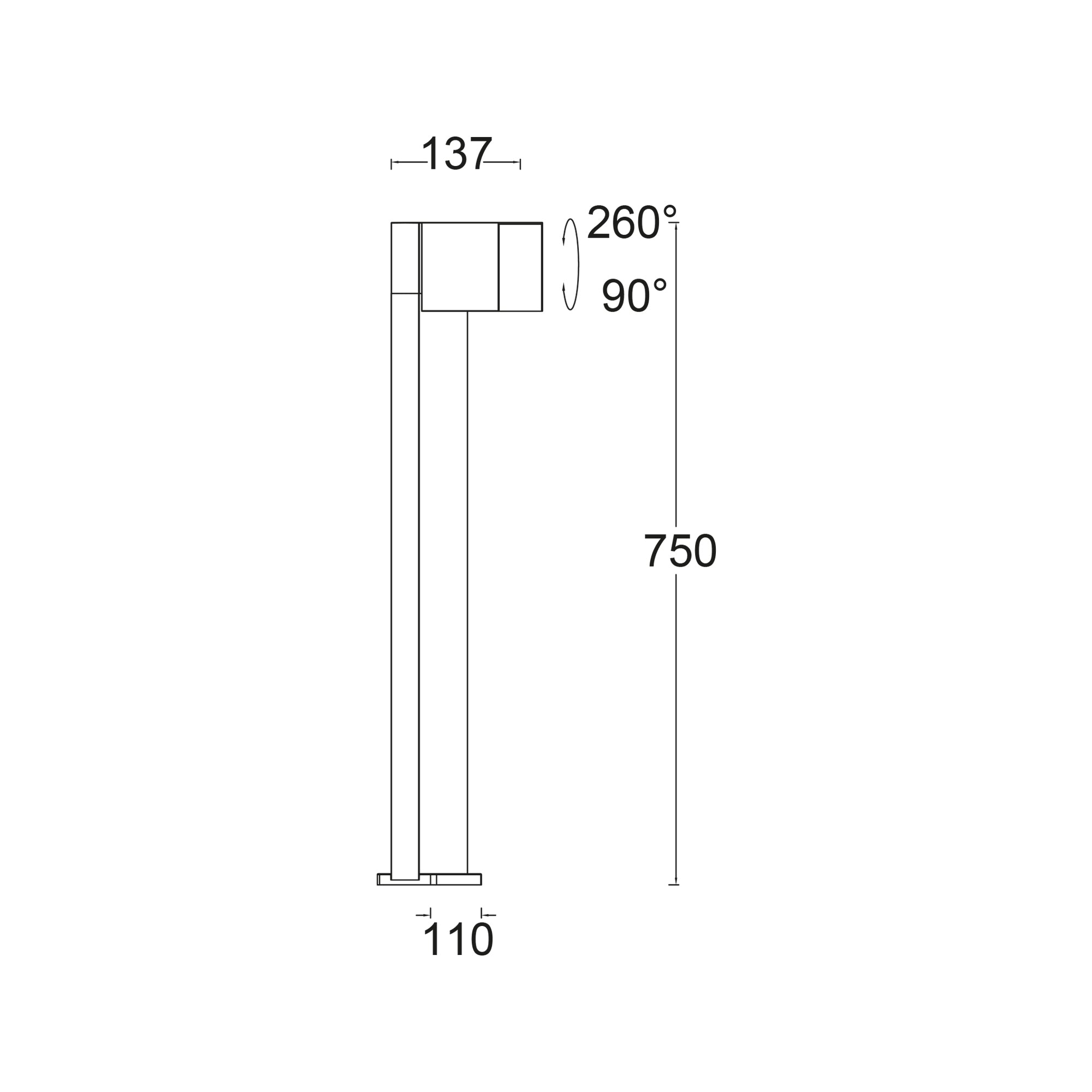 CUBA LED vrtna svjetiljka, mat crna, 12.2W, 3000K, IP54, 750mm