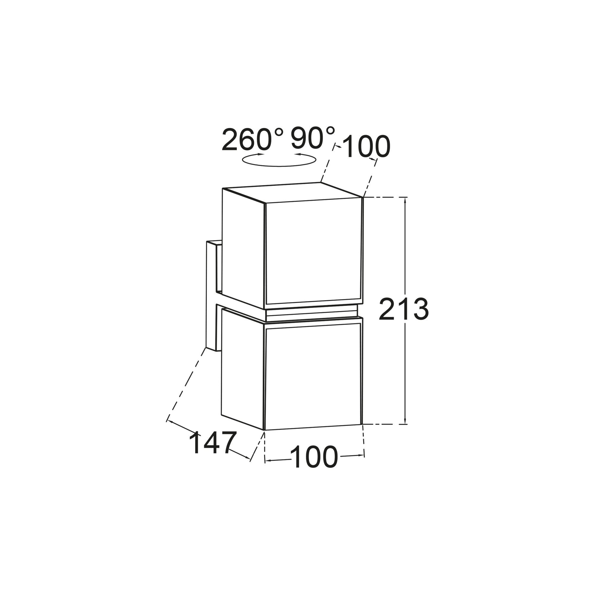 CUBA LED zidna svjetiljka, mat crna, 19W, 3000K, IP54, 213mm