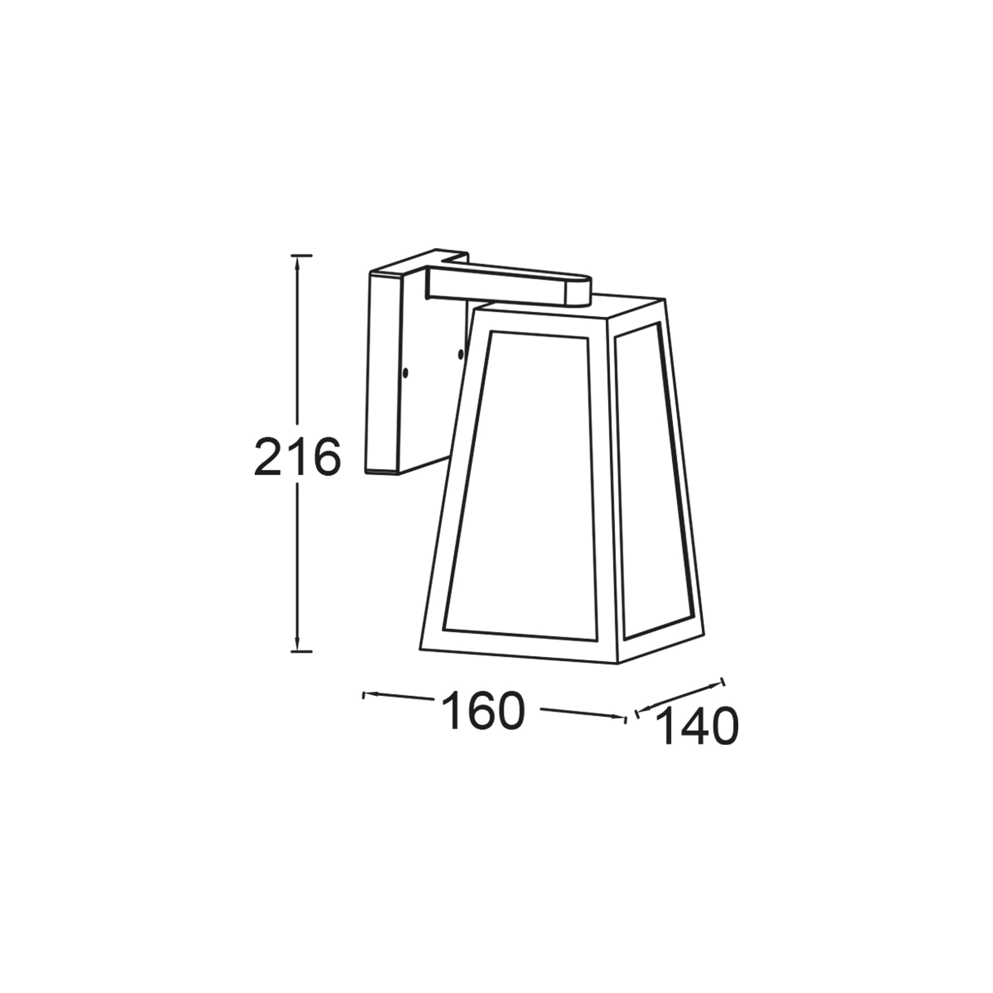 FIA zidna svjetiljka, mat crna, 1xE27, IP44, 216mm