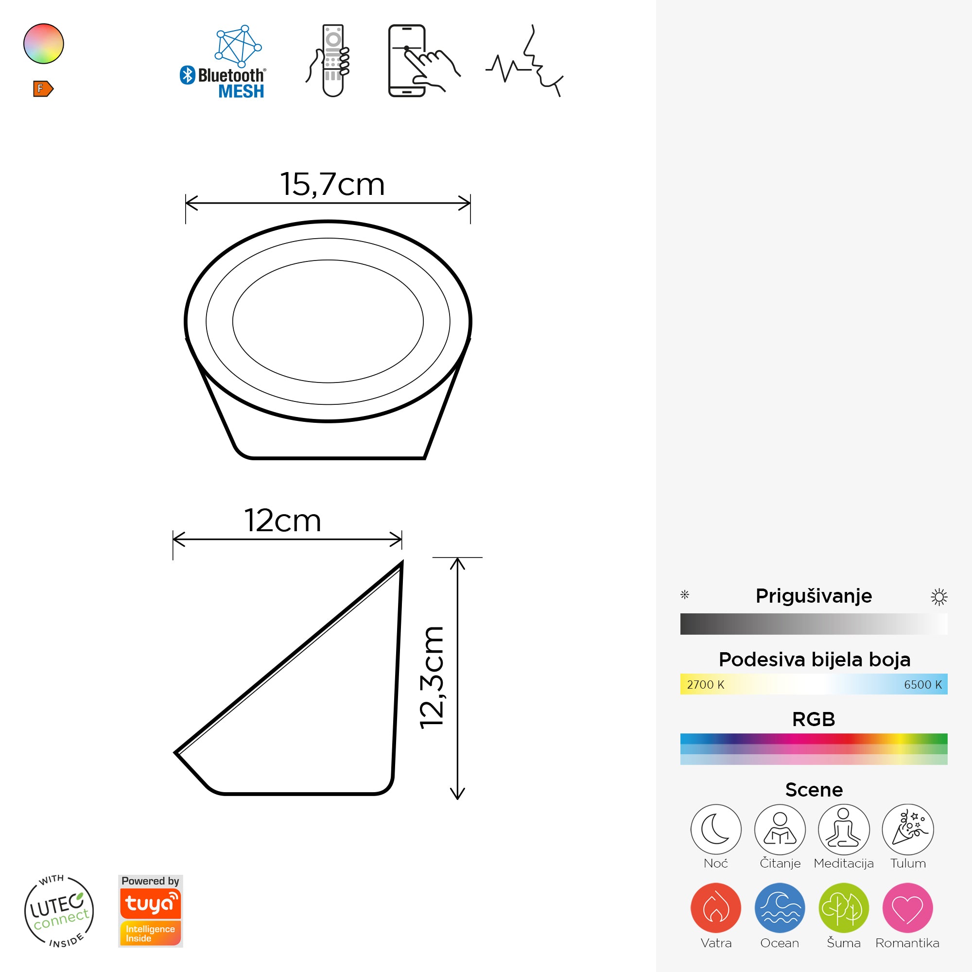 PIALA pametna LED stolna lampa 9W CCT+RGB