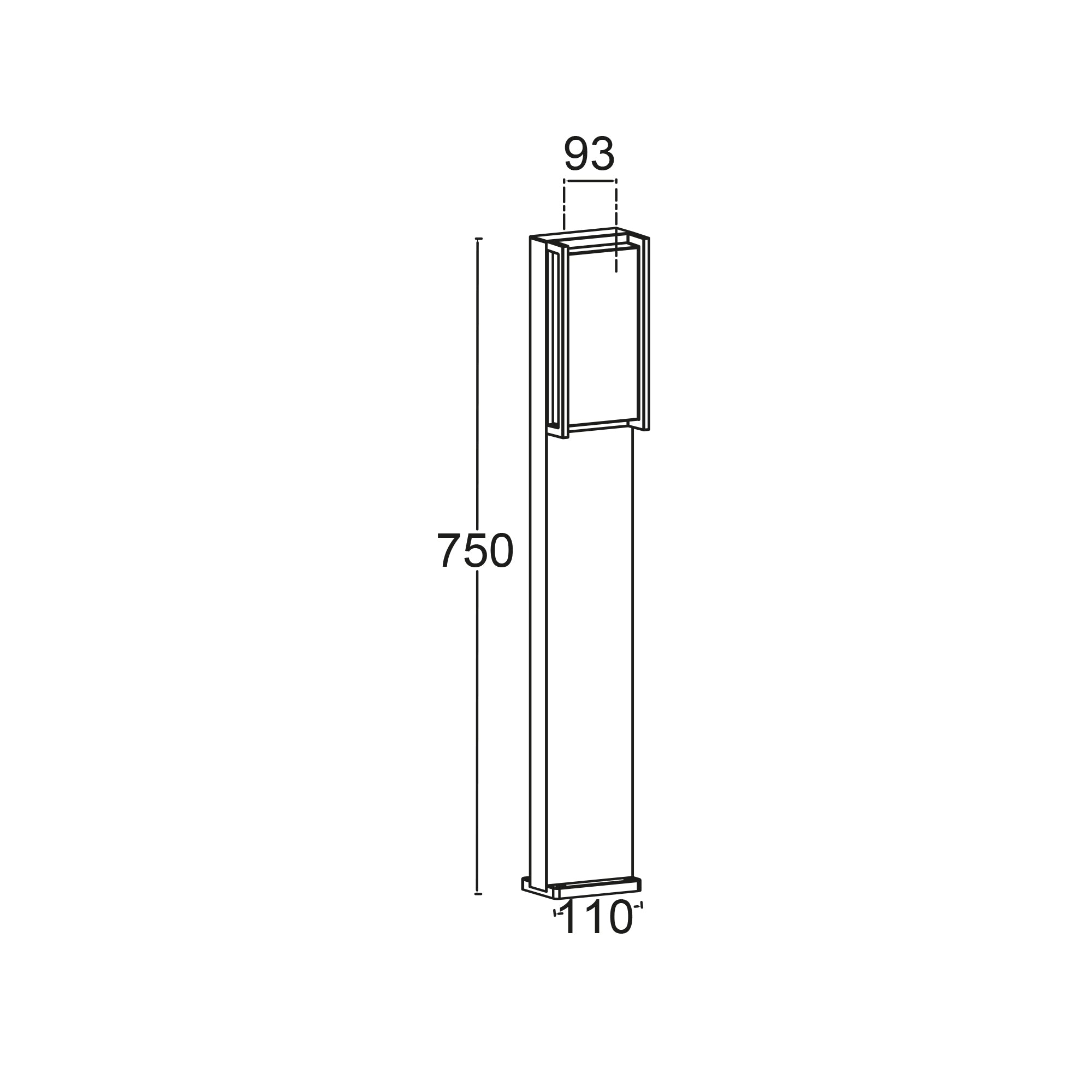 QUBO LED vrtna svjetiljka, tamno siva, 15W, 3000K, IP54, 750mm