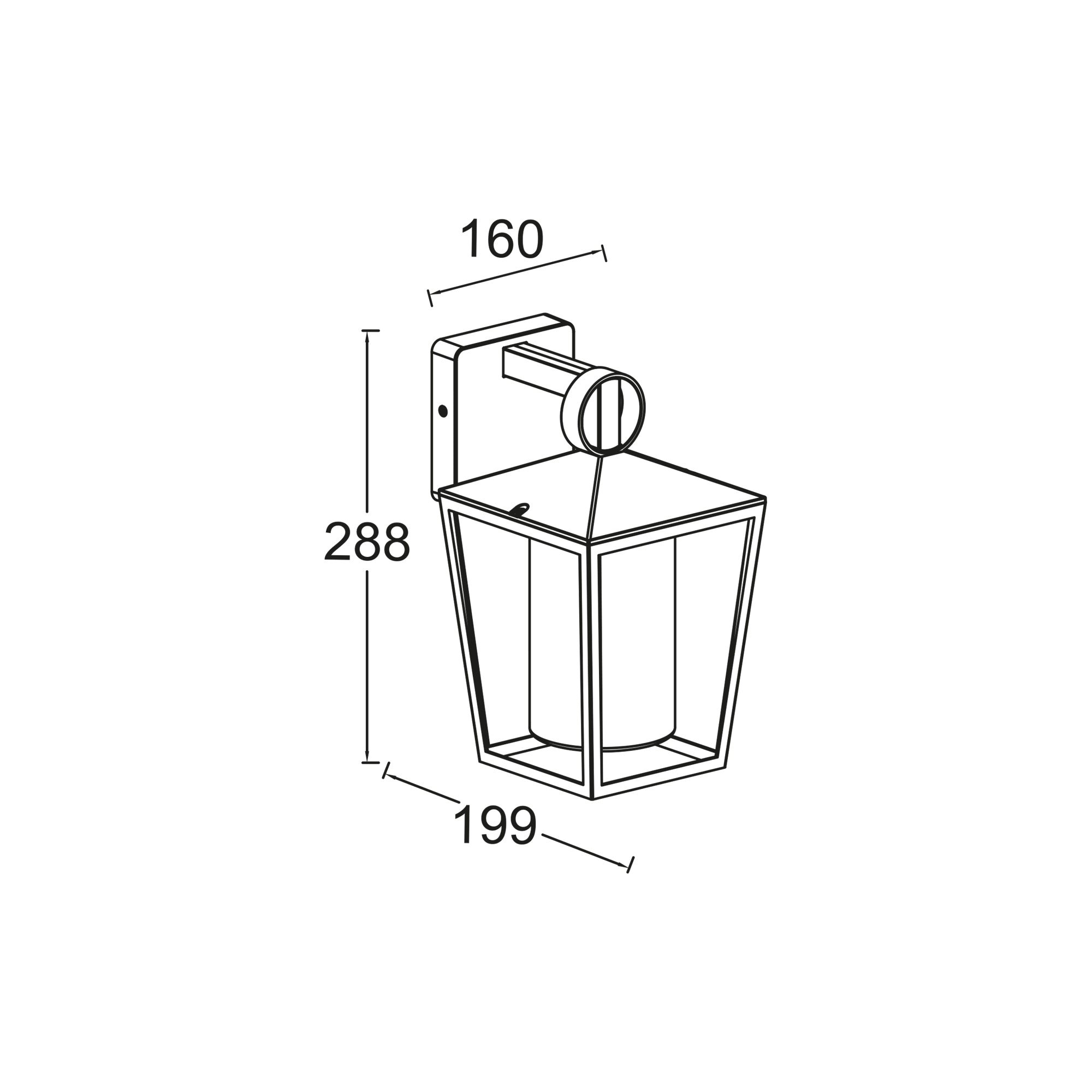 WEST zidna svjetiljka, mat crna, 1xE27, IP44, 288mm