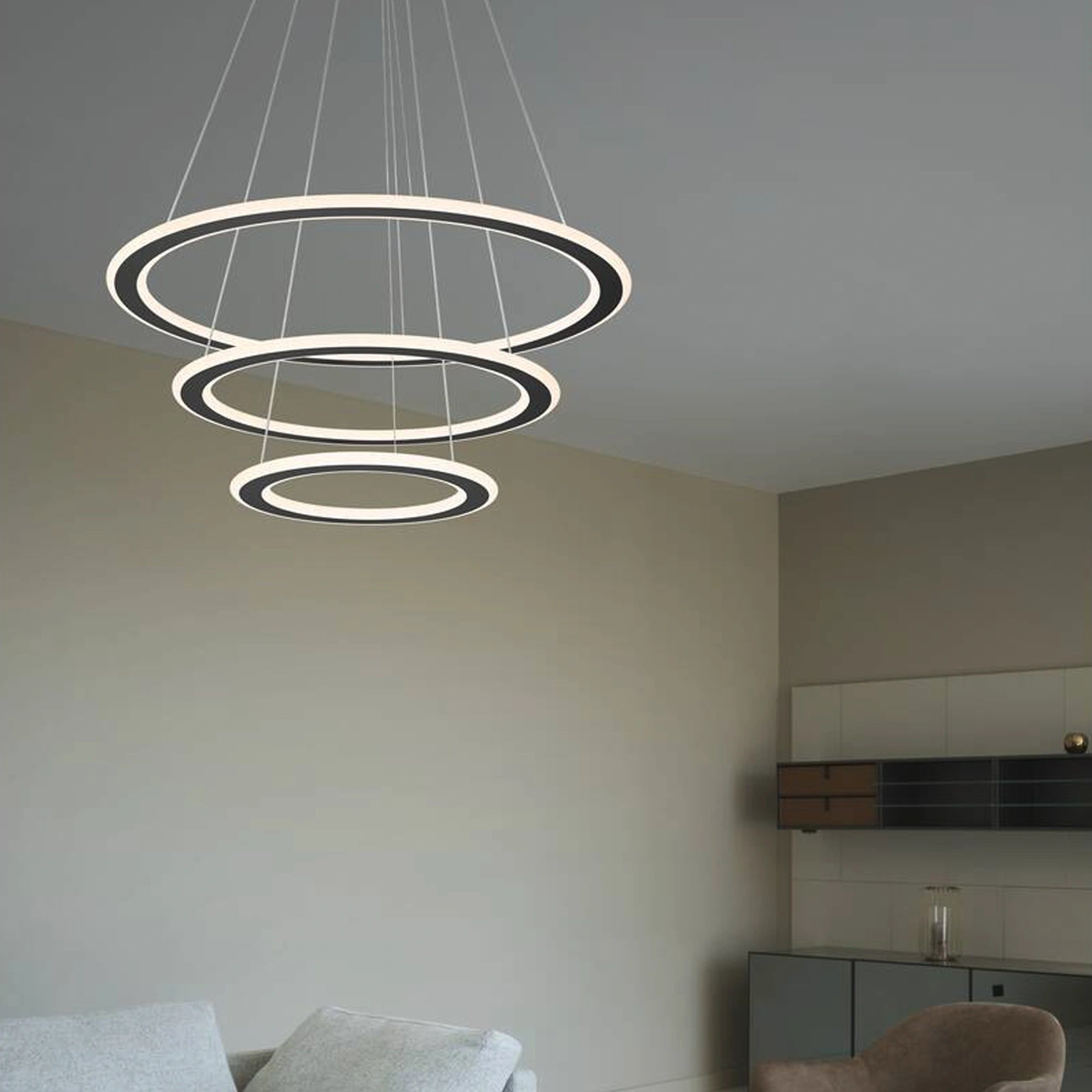 LED luster ONE FLAT, crni, DALI, 58W, 2700/3000K, IP20