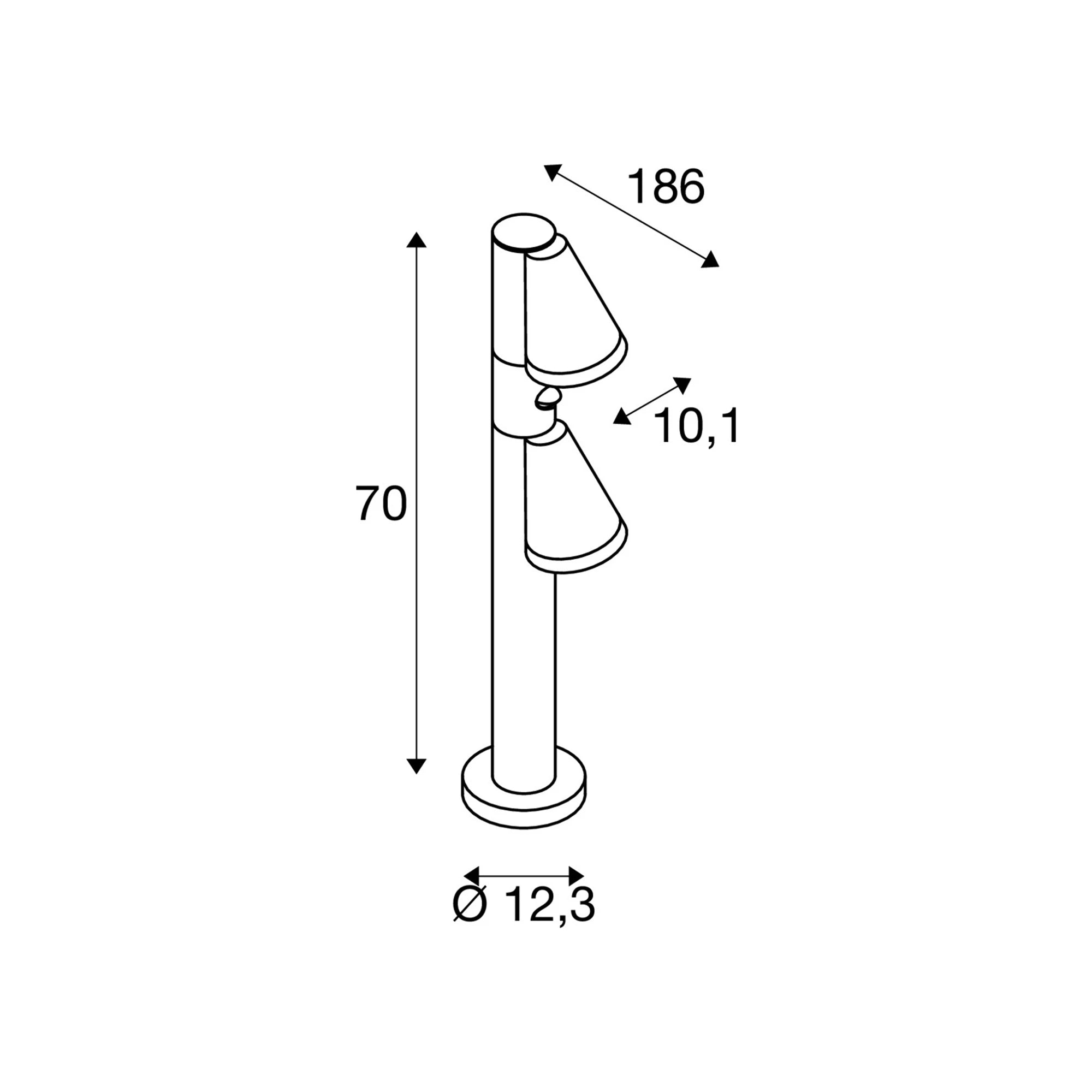 T-TUBE 70 vrtna svjetiljka, senzor pokreta, crna, 2xGU10, IP44, 700mm