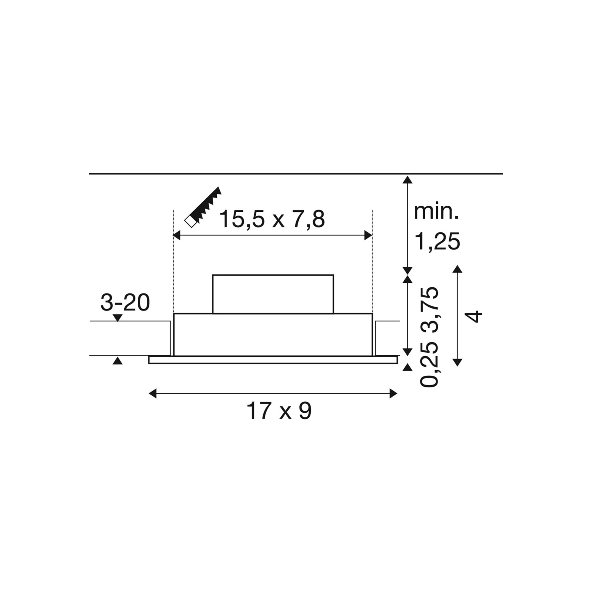 LED ugradbena svjetiljka NEW TRIA 155, stropna, crna, 14W, IP20