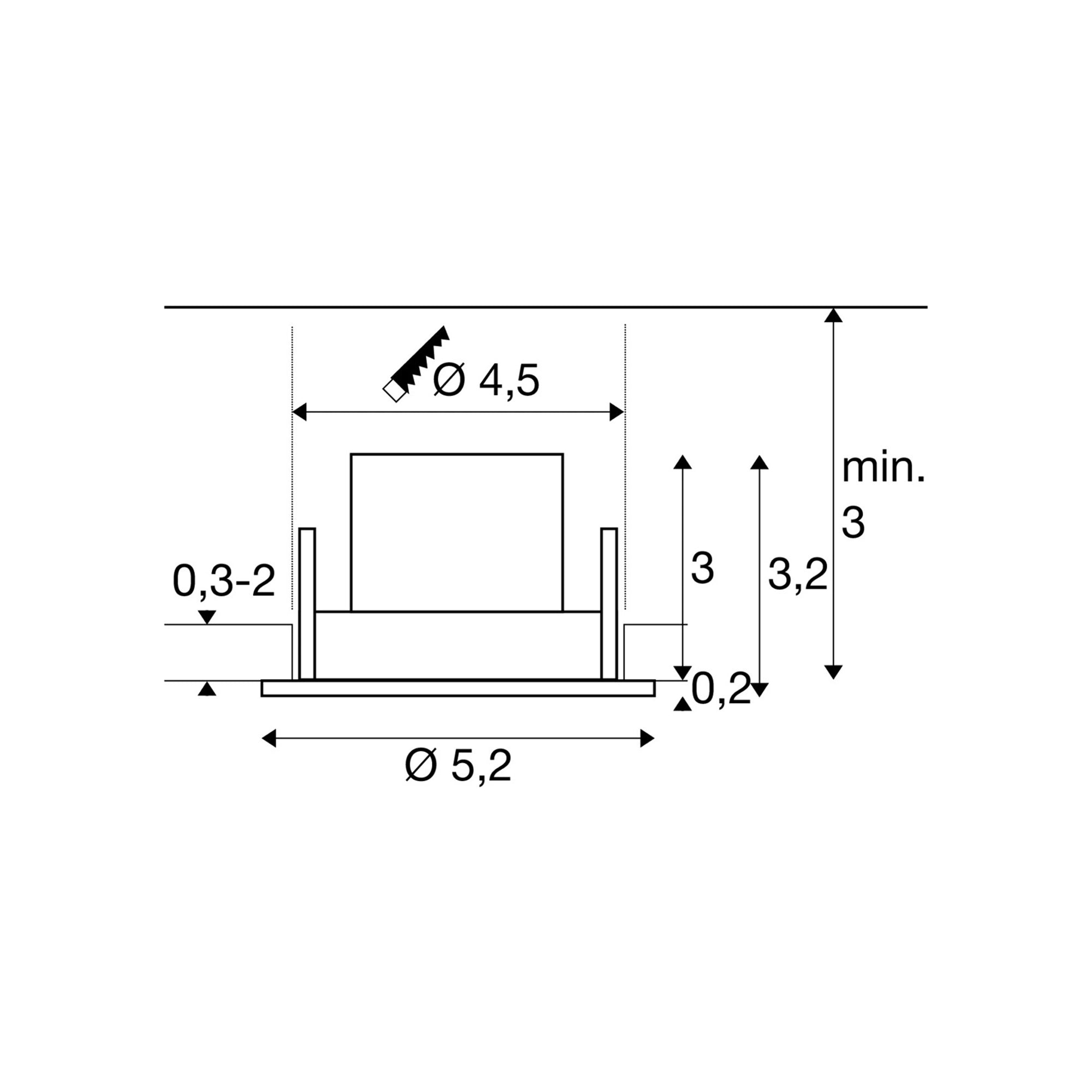 LED ugradbena svjetiljka NEW TRIA 45, stropna, crna, 4W, IP20/IP44