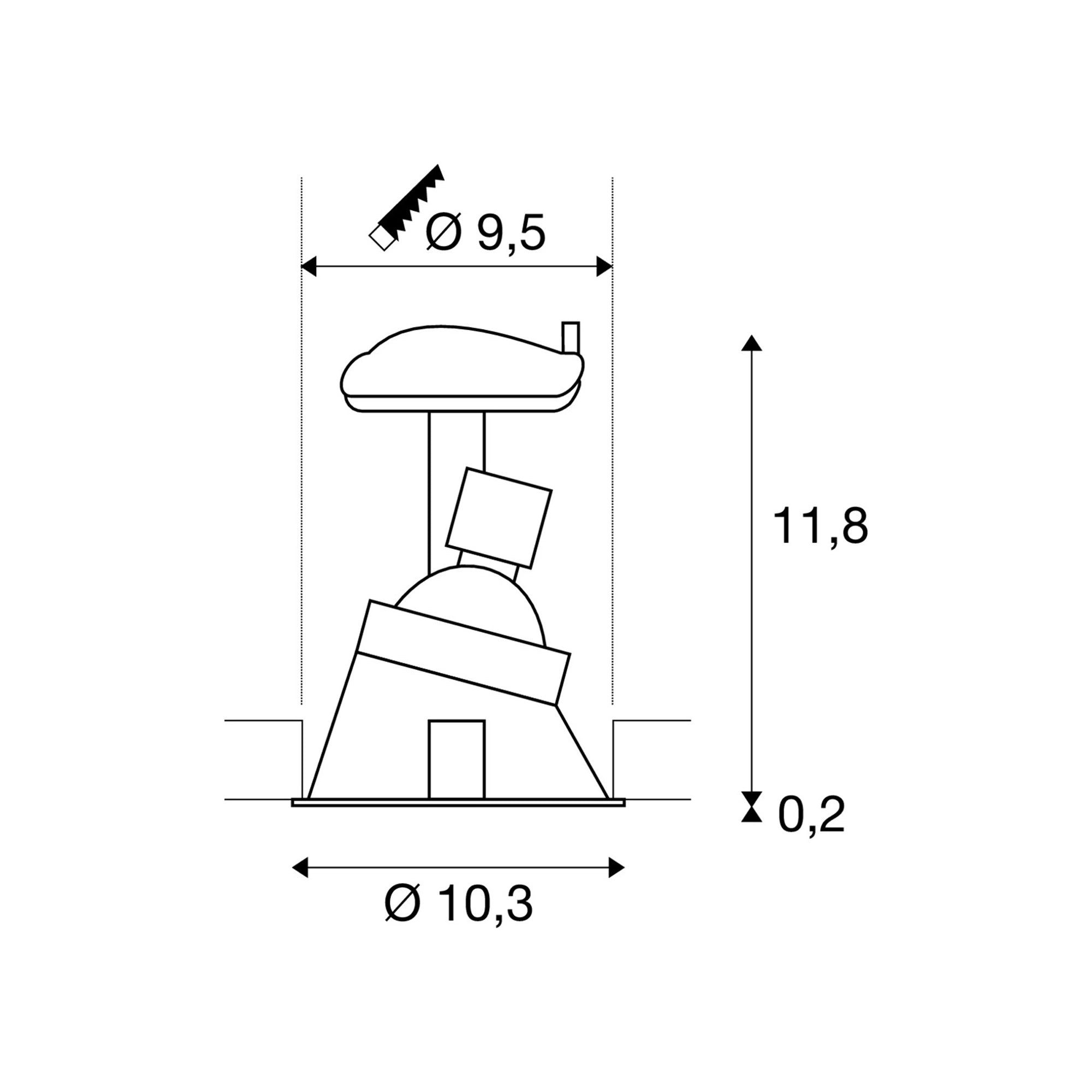 Ugradbena svjetiljka HORN A, stropna, crna, 1xGU10, IP20/IP44